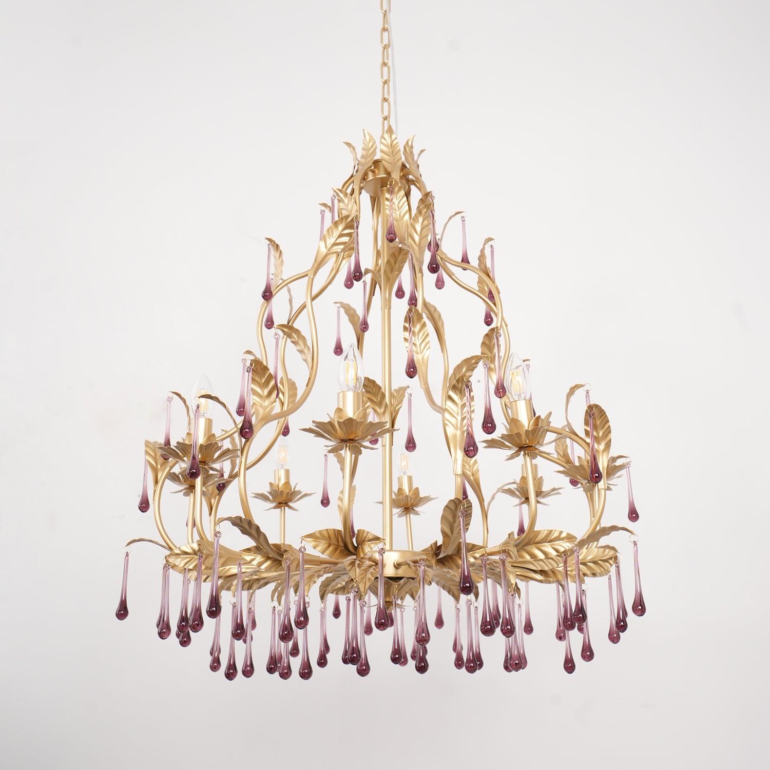Amethyst Drops Glass Chandelier - Blowlighting