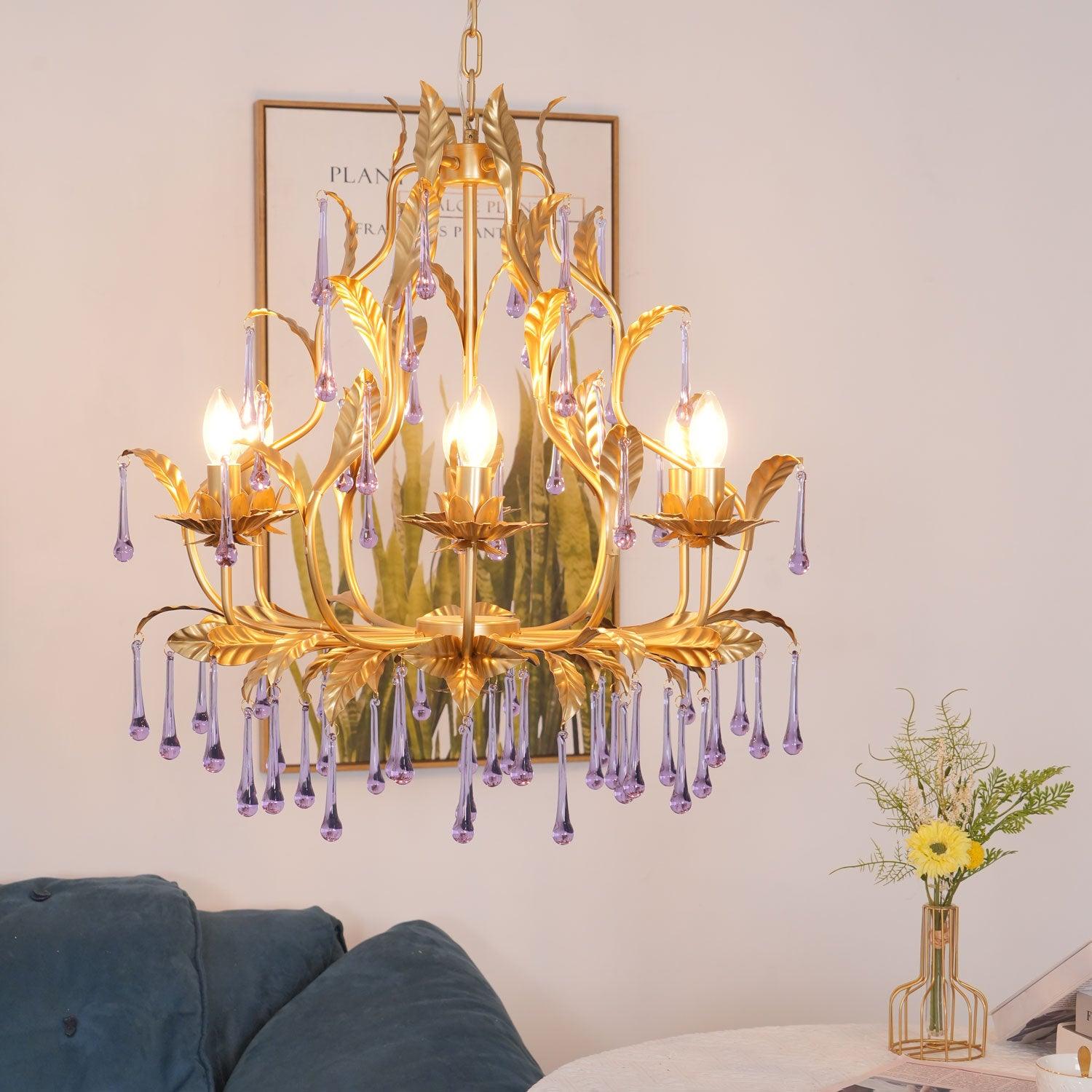 Amethyst Drops Glass Chandelier - Blowlighting