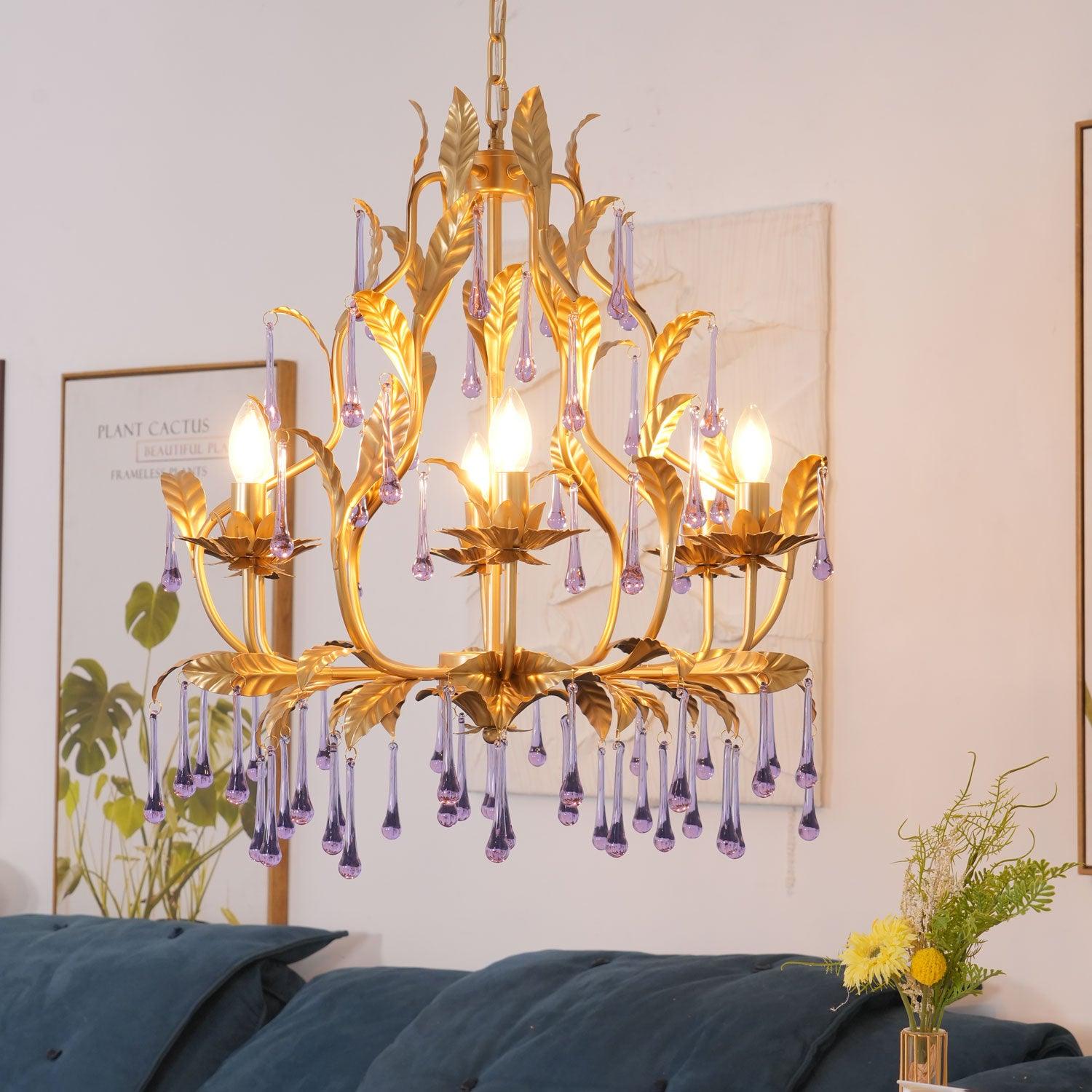 Amethyst Drops Glass Chandelier - Blowlighting