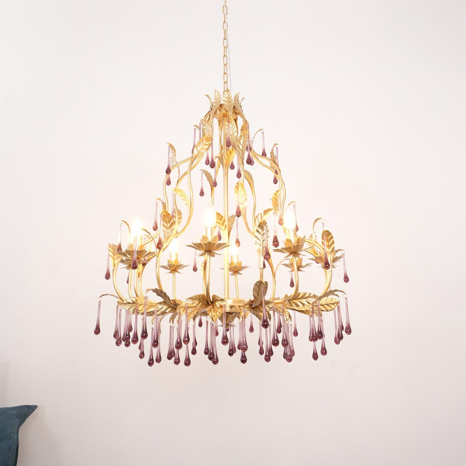 Amethyst Drops Glass Chandelier - Blowlighting