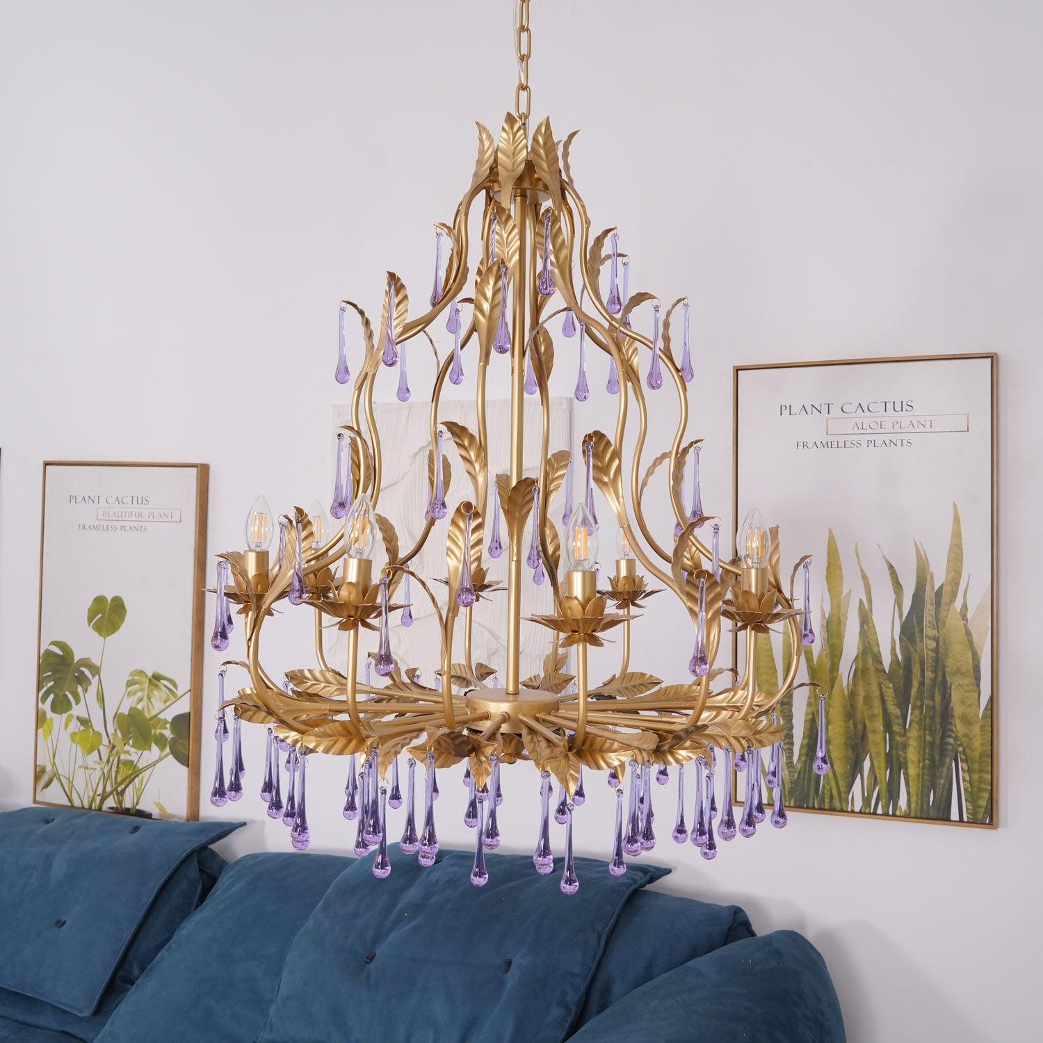 Amethyst Drops Glass Chandelier - Blowlighting