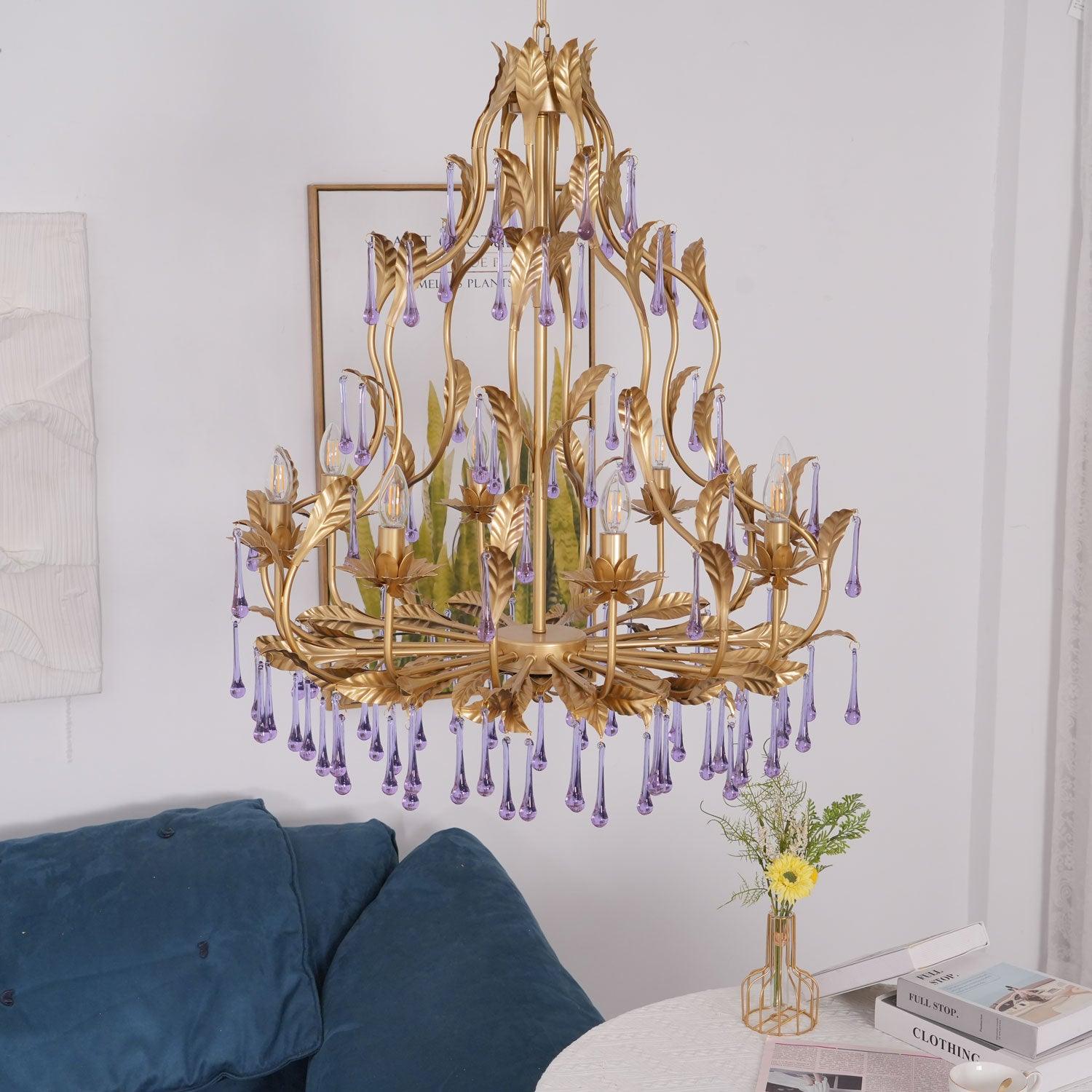 Amethyst Drops Glass Chandelier - Blowlighting