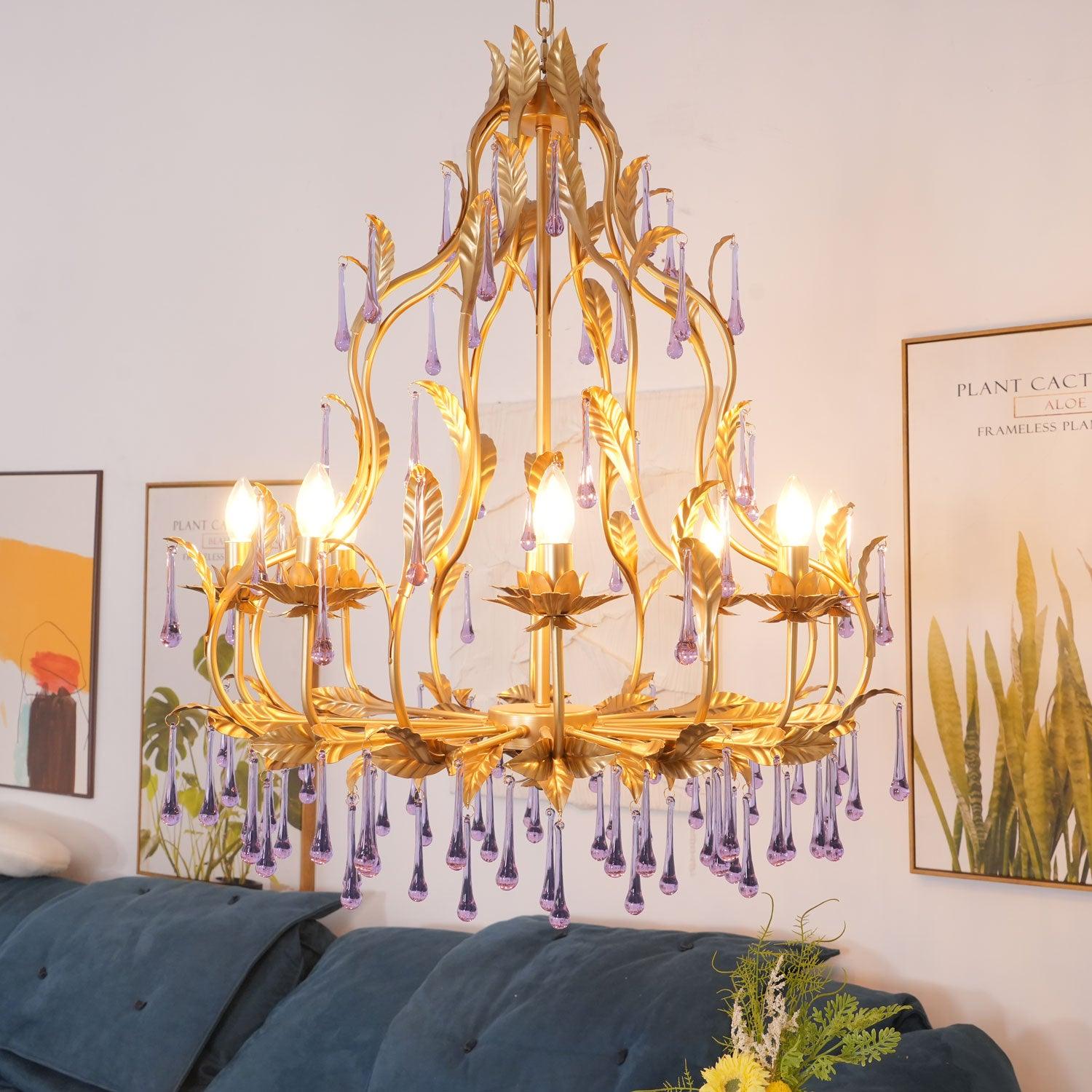 Amethyst Drops Glass Chandelier - Blowlighting