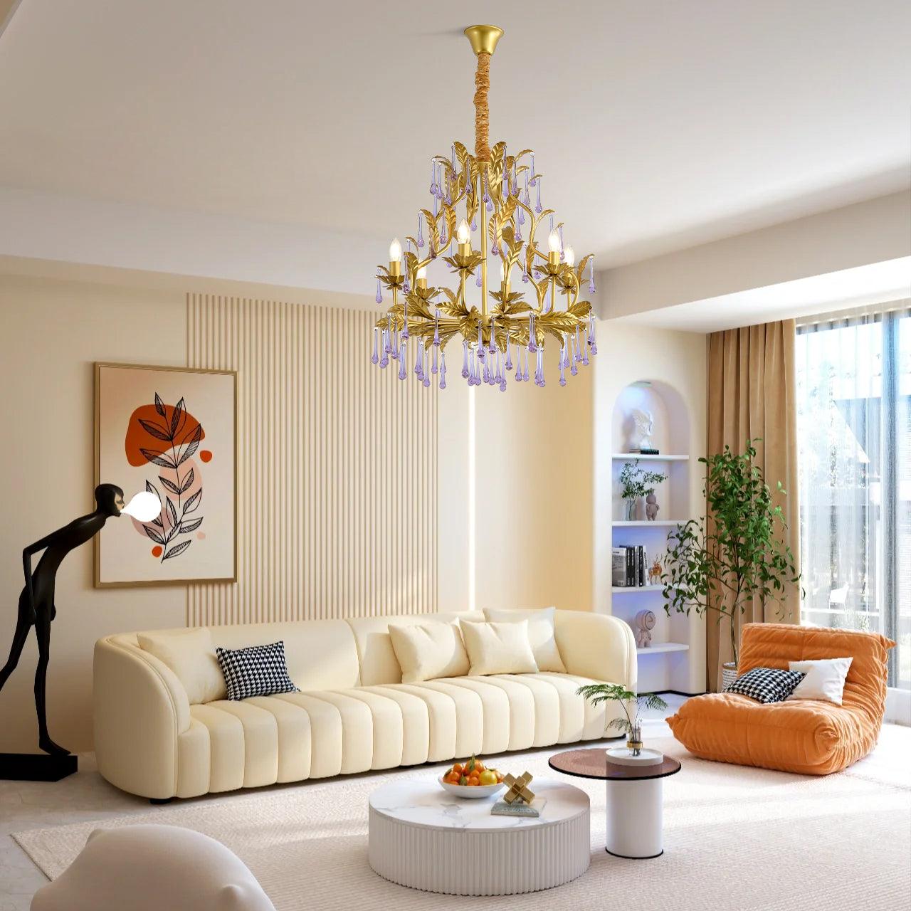Amethyst Drops Glass Chandelier - Blowlighting