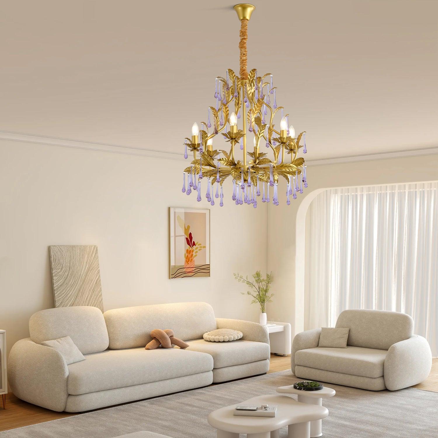 Amethyst Drops Glass Chandelier - Blowlighting