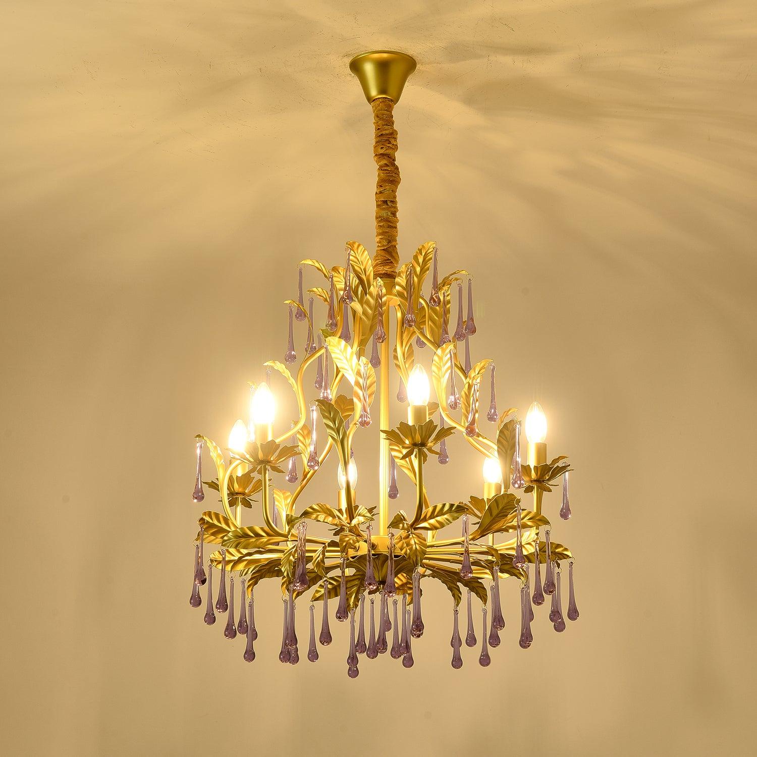 Amethyst Drops Glass Chandelier - Blowlighting