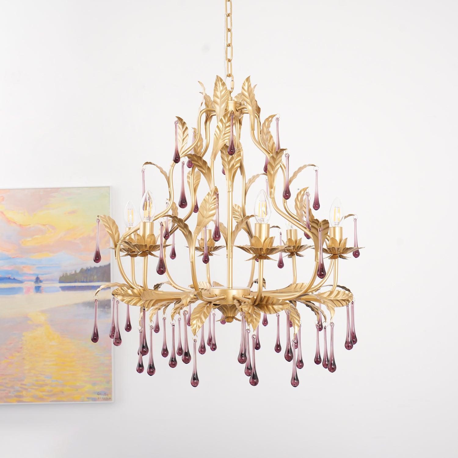 Amethyst Drops Glass Chandelier - Blowlighting
