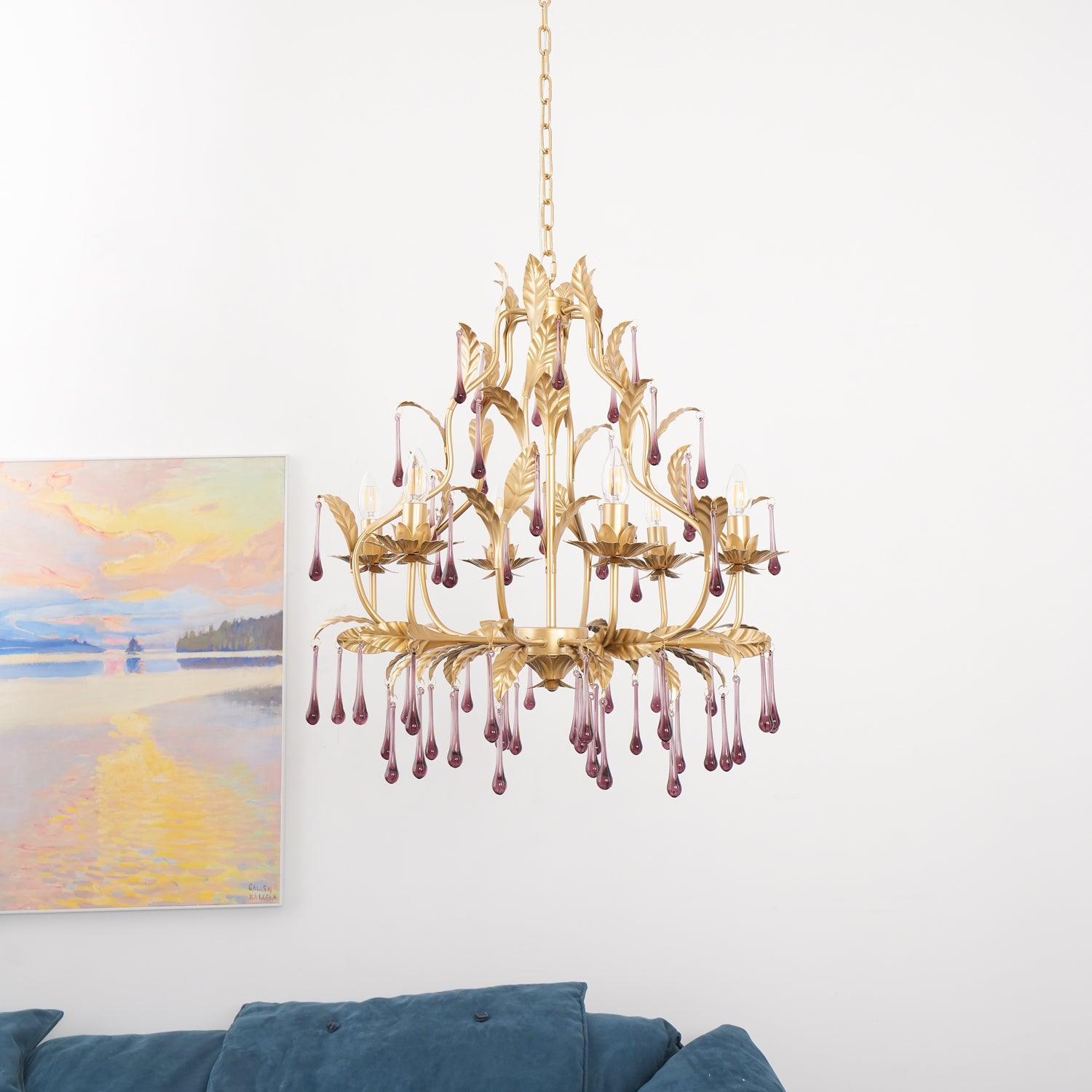 Amethyst Drops Glass Chandelier - Blowlighting