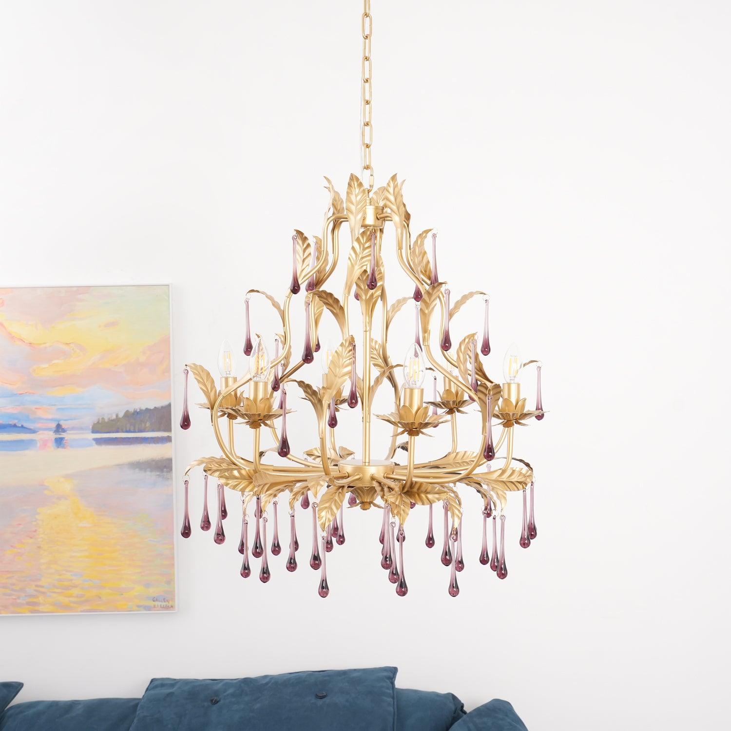 Amethyst Drops Glass Chandelier - Blowlighting