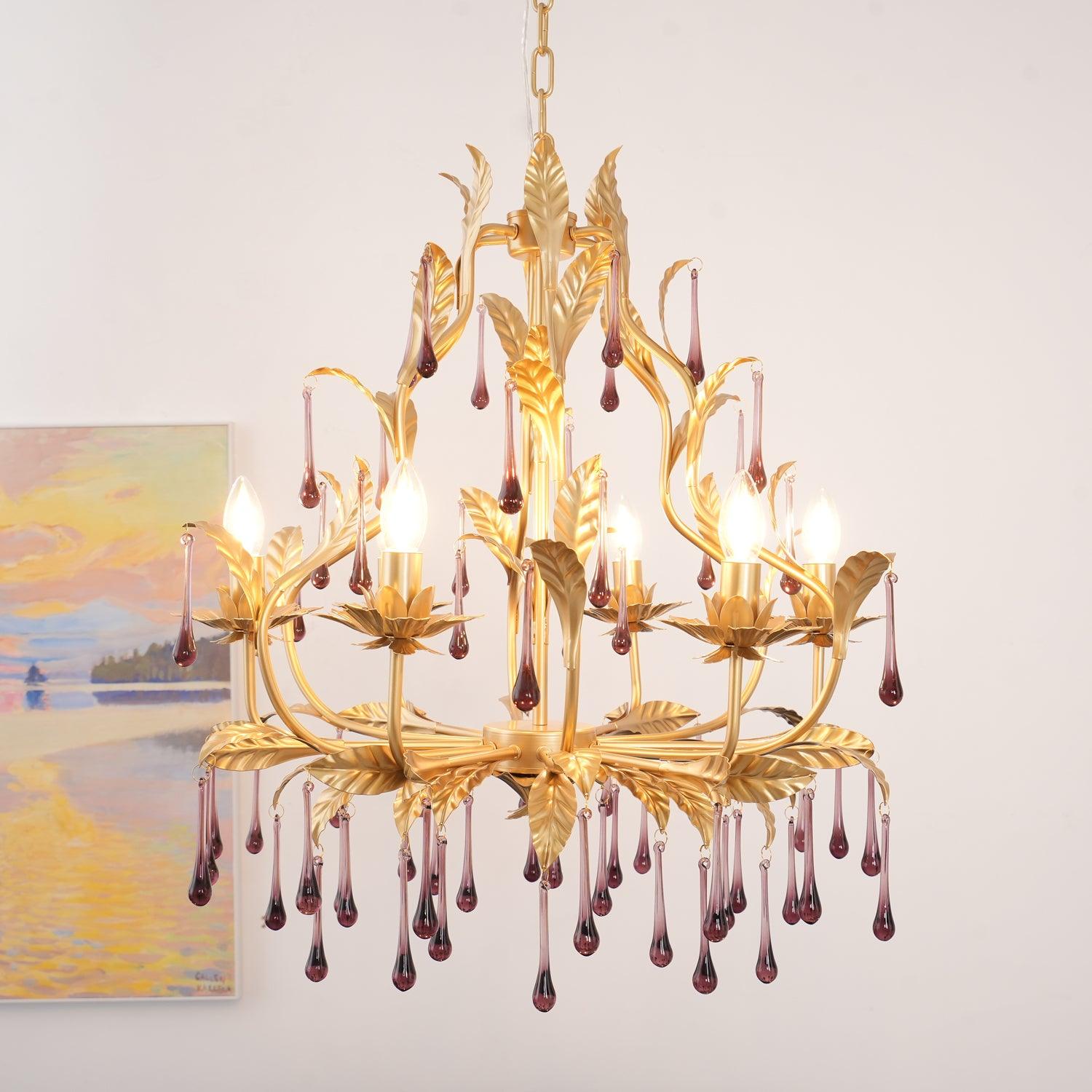 Amethyst Drops Glass Chandelier - Blowlighting