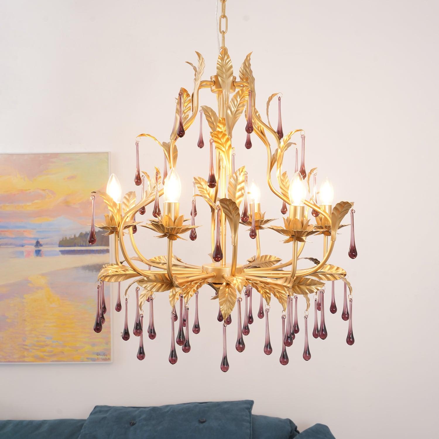 Amethyst Drops Glass Chandelier - Blowlighting
