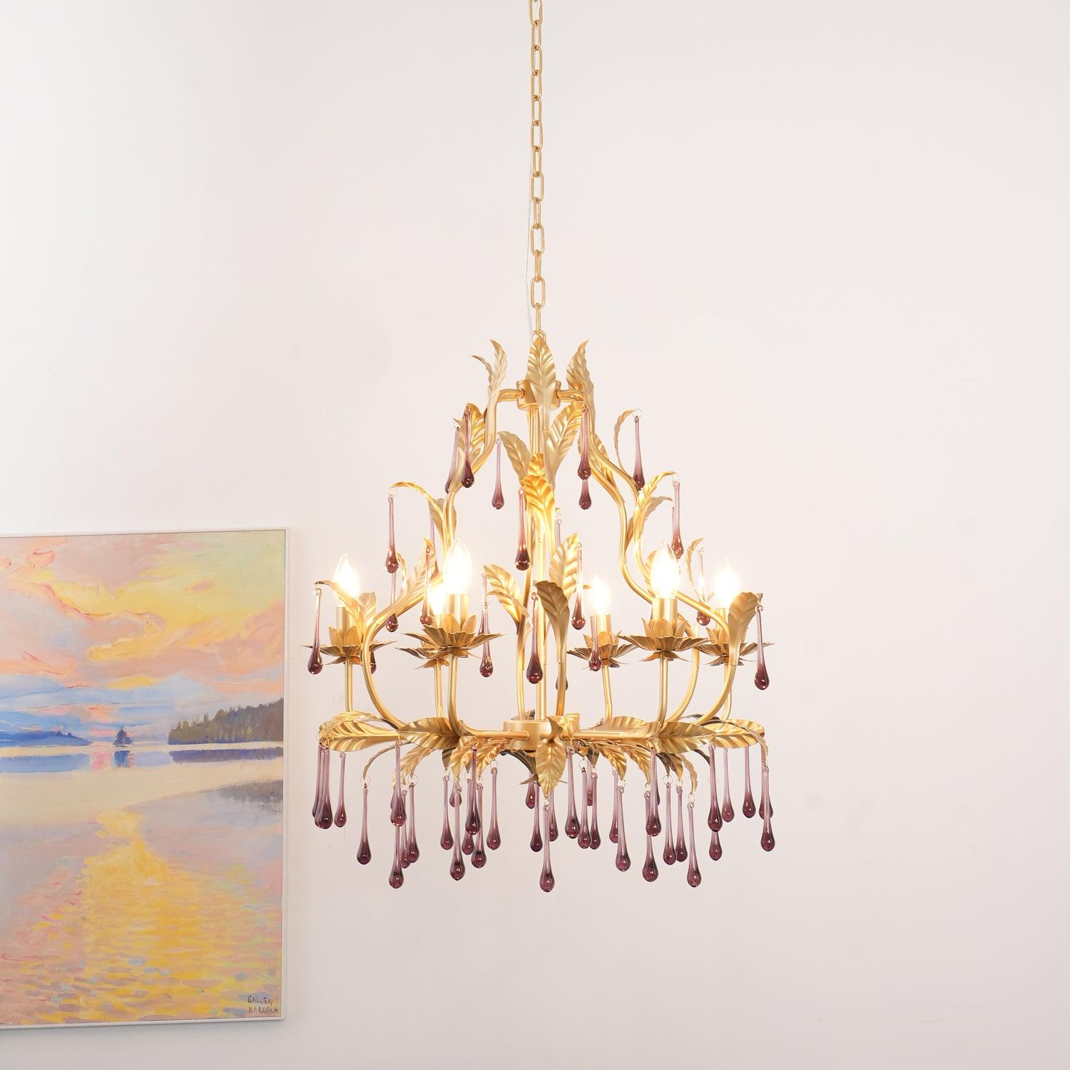Amethyst Drops Glass Chandelier - Blowlighting