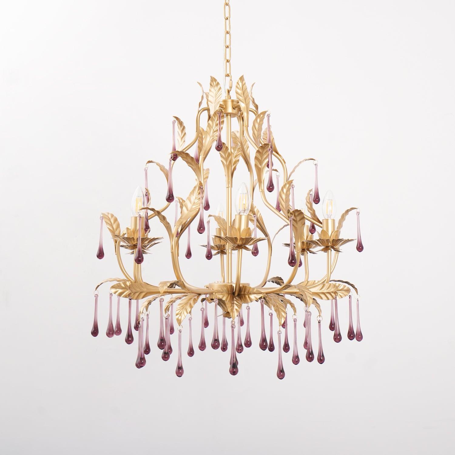 Amethyst Drops Glass Chandelier - Blowlighting