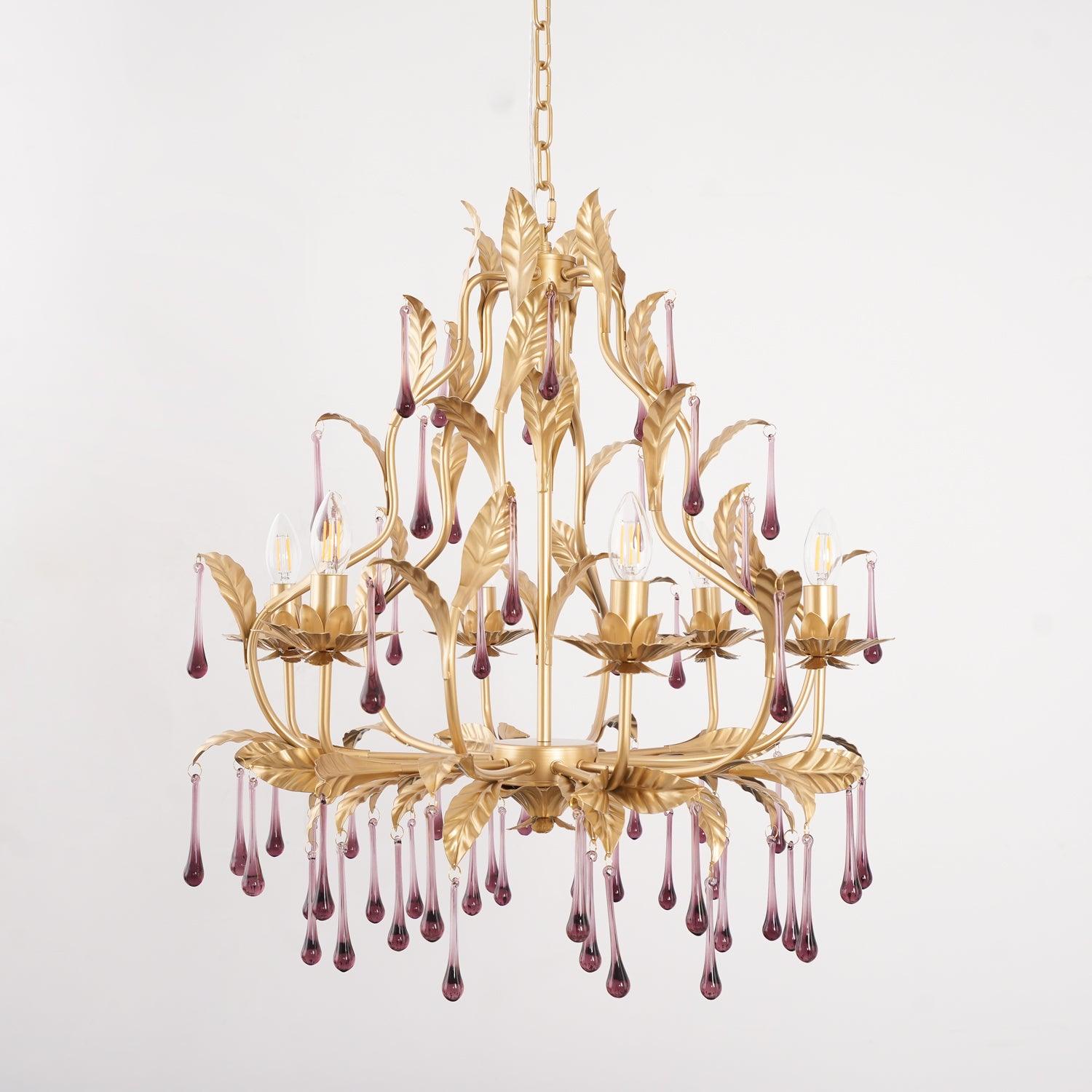 Amethyst Drops Glass Chandelier - Blowlighting