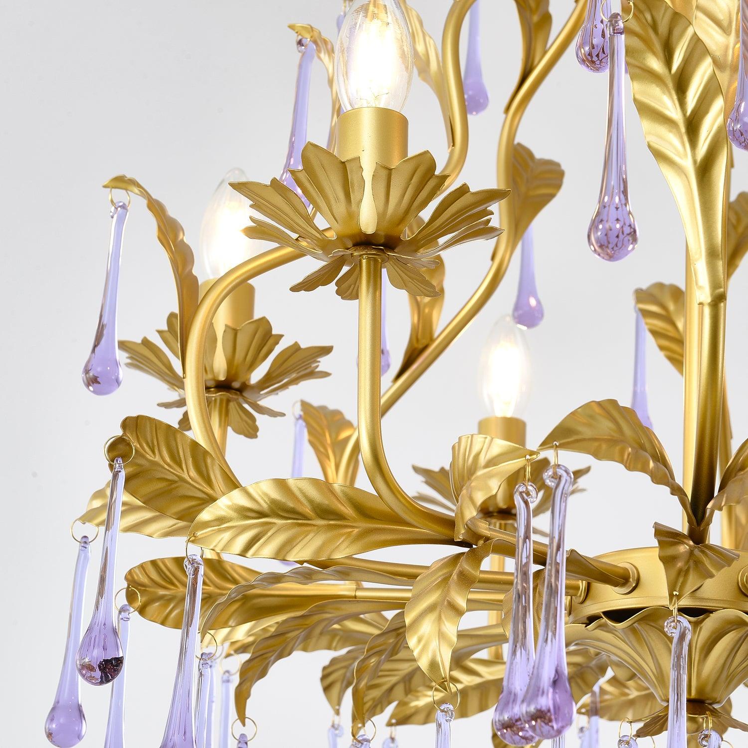 Amethyst Drops Glass Chandelier - Blowlighting