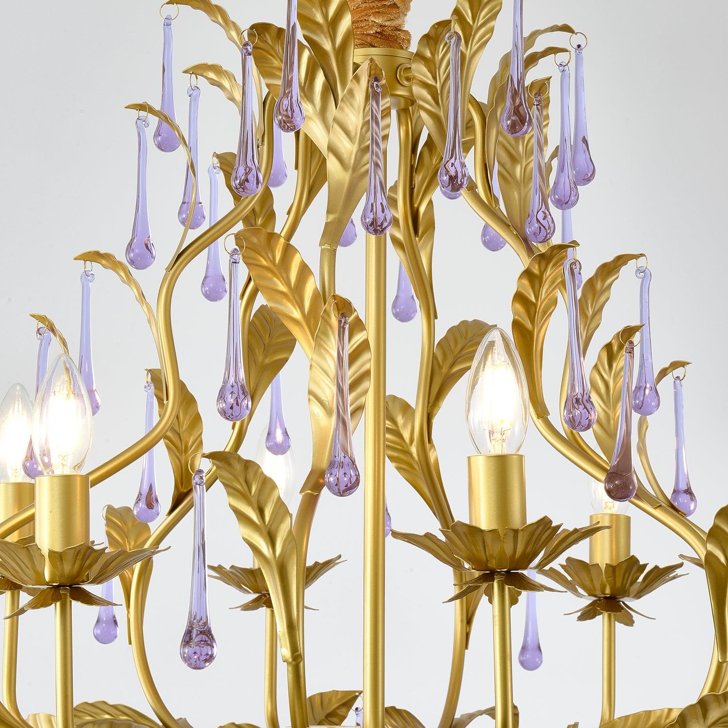 Amethyst Drops Glass Chandelier - Blowlighting