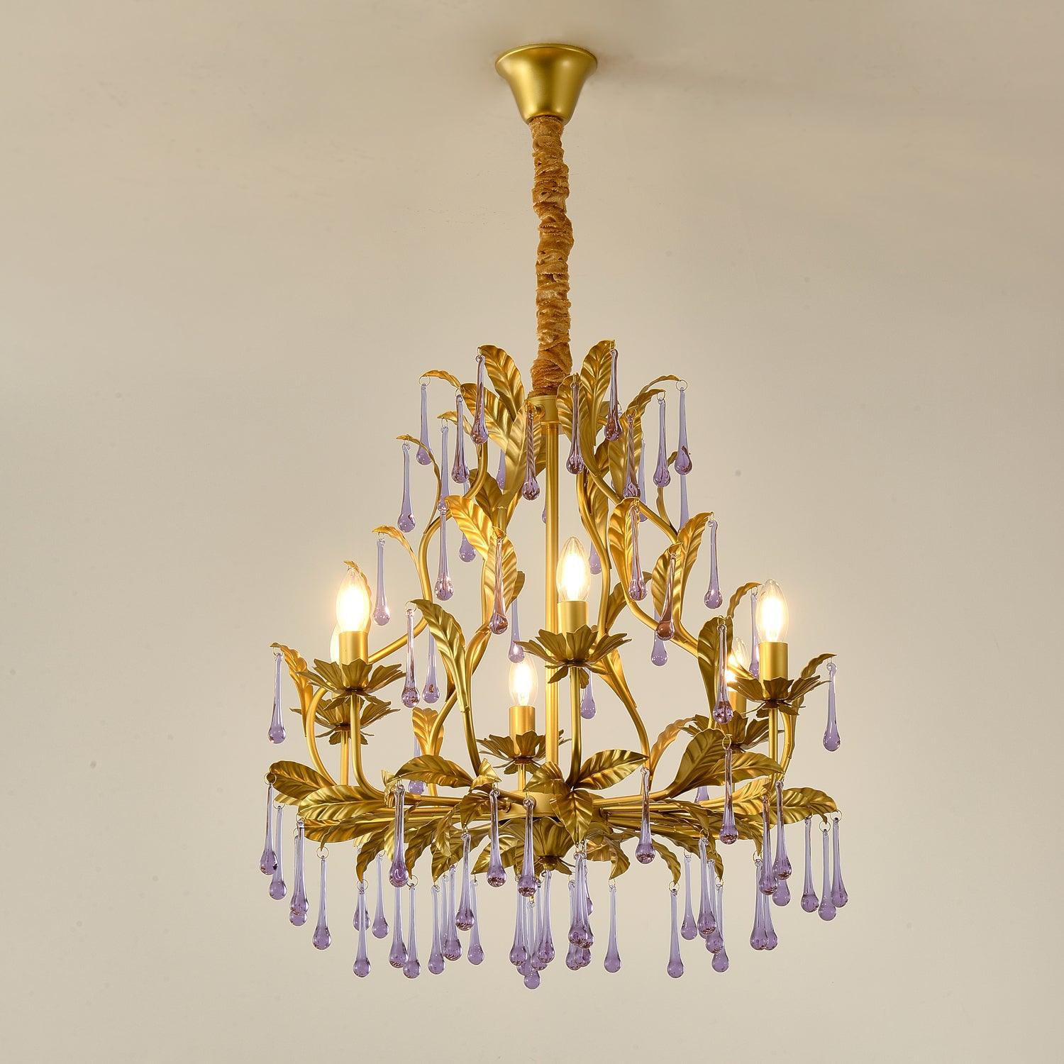 Amethyst Drops Glass Chandelier - Blowlighting