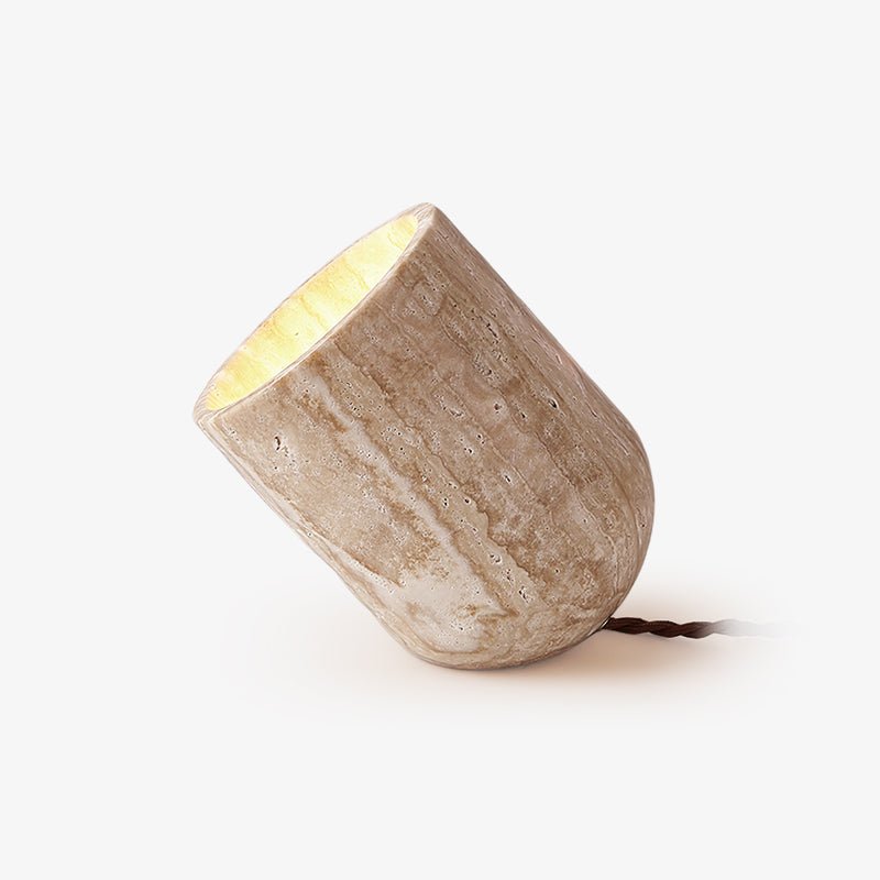Mysilarae Tapered Block Travertine Table Lamp - Blowlighting