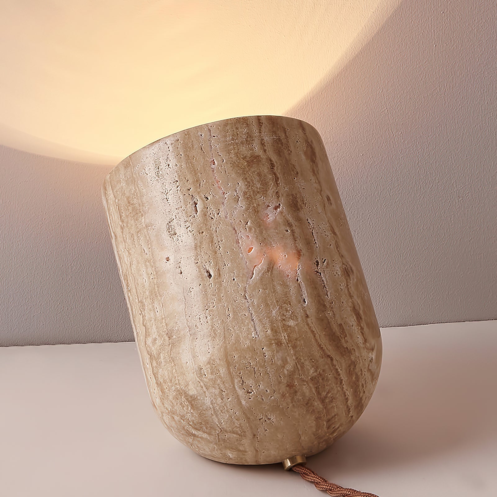 Mysilarae Tapered Block Travertine Table Lamp - Blowlighting