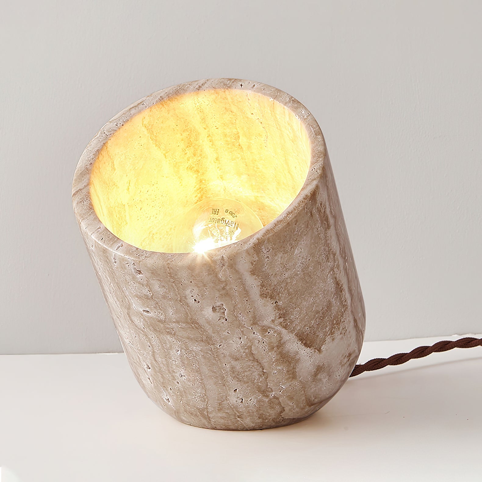 Mysilarae Tapered Block Travertine Table Lamp - Blowlighting