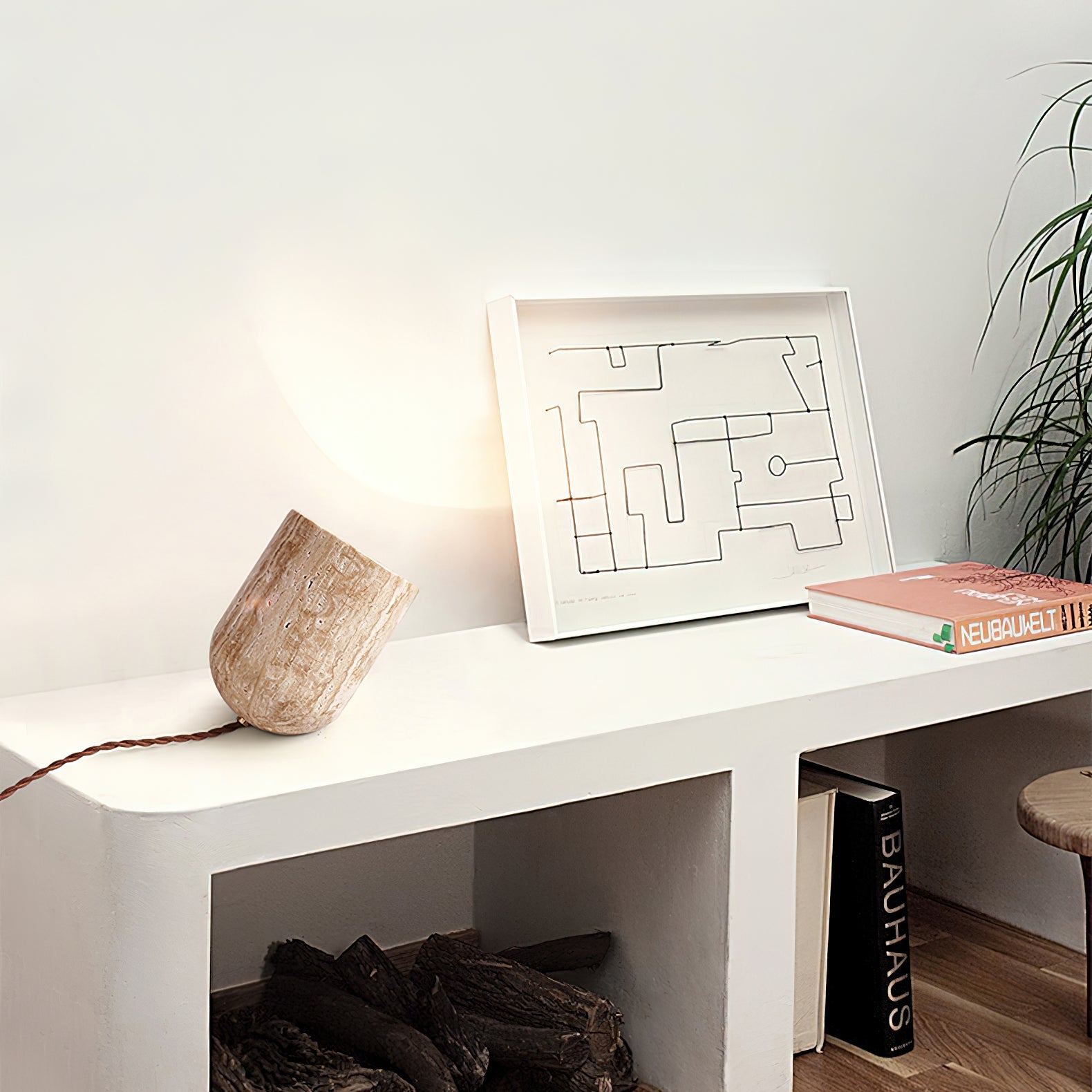 Mysilarae Tapered Block Travertine Table Lamp - Blowlighting