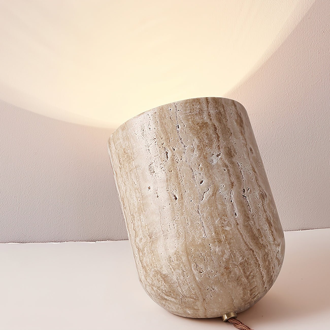 Mysilarae Tapered Block Travertine Table Lamp - Blowlighting