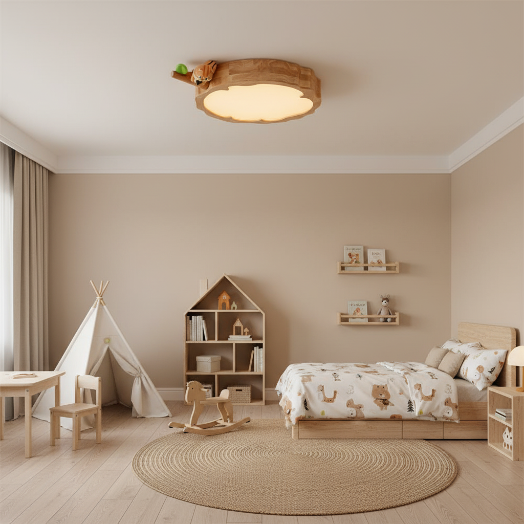 FableLume Cute Wood Ceiling Lamp