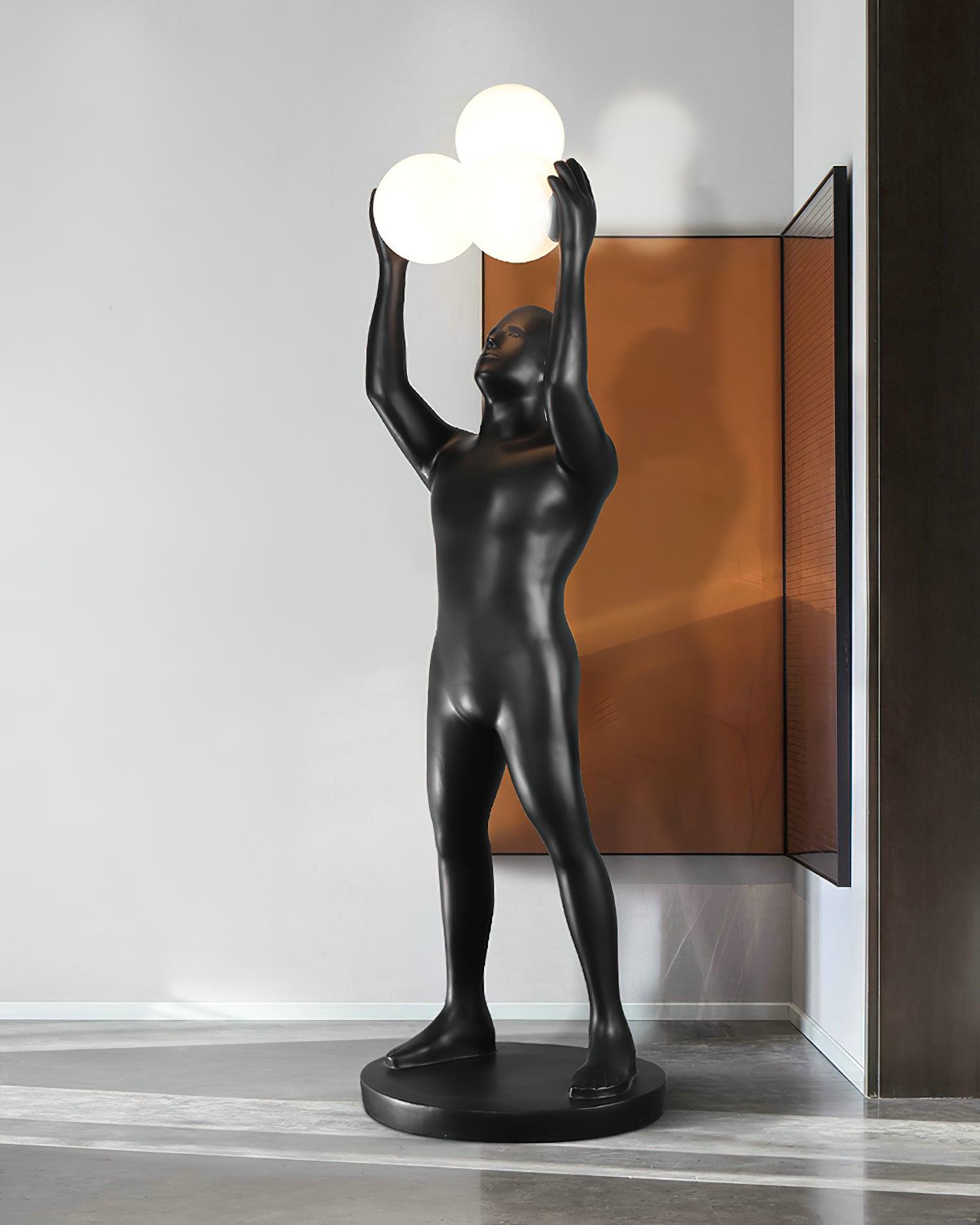 Eurshaia Sculptural Black Floor Lamp - Blowlighting
