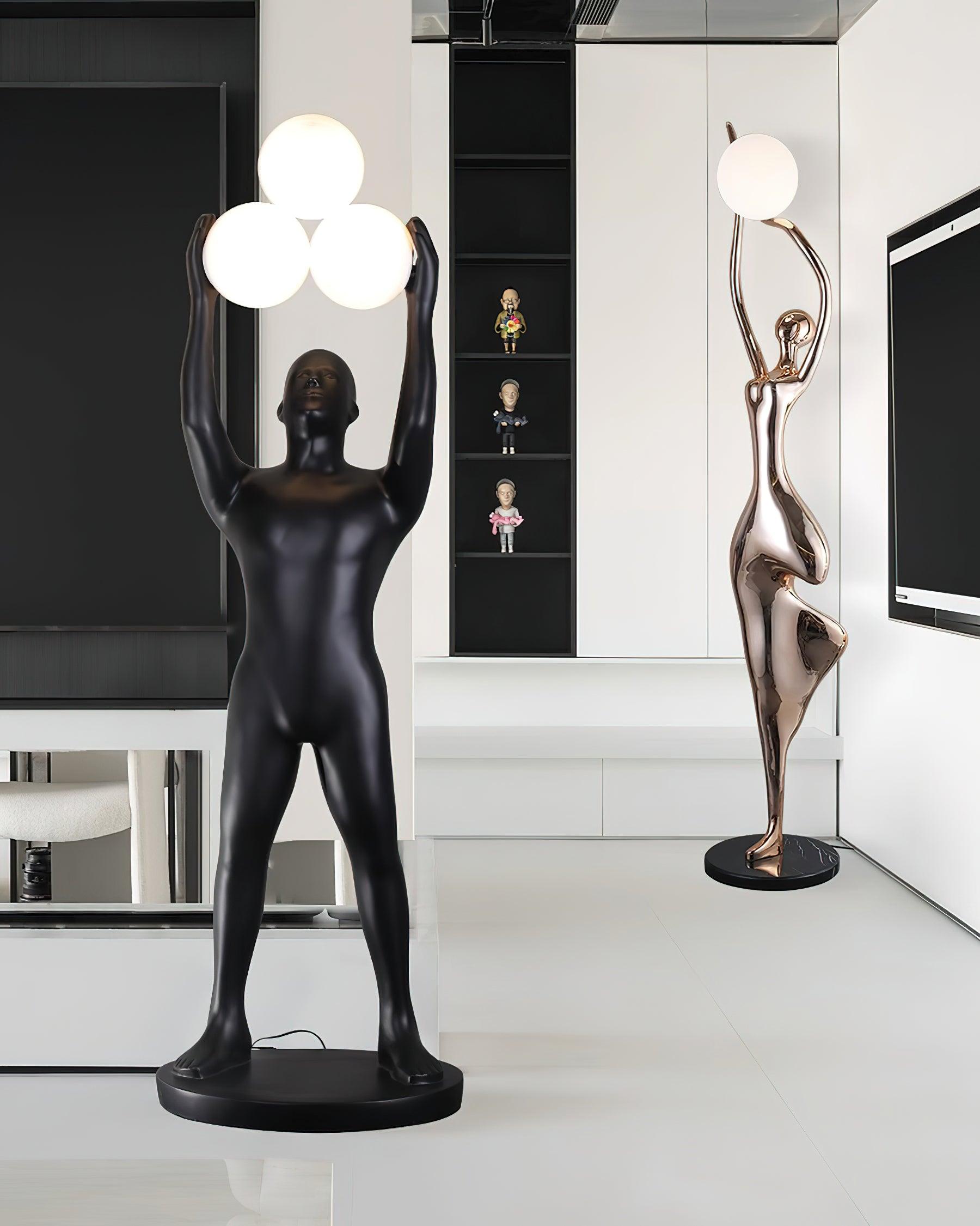 Eurshaia Sculptural Black Floor Lamp - Blowlighting