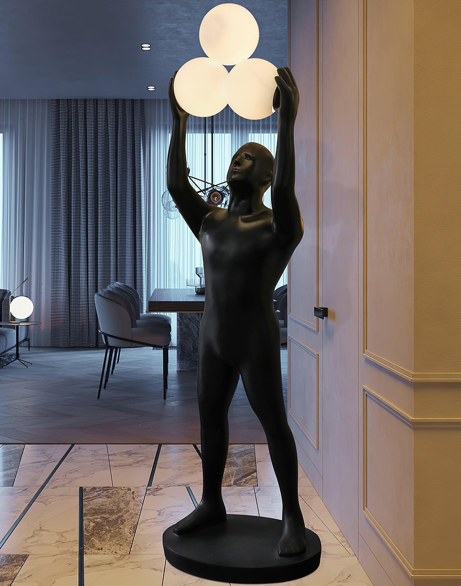 Eurshaia Sculptural Black Floor Lamp - Blowlighting