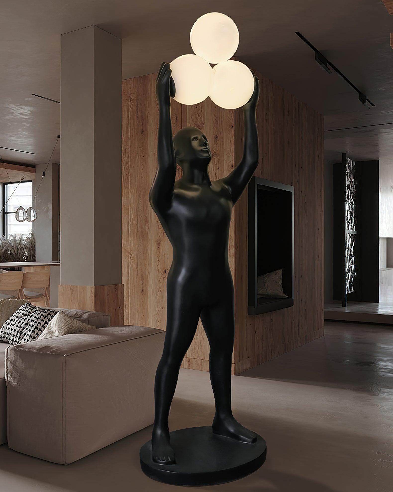Eurshaia Sculptural Black Floor Lamp - Blowlighting