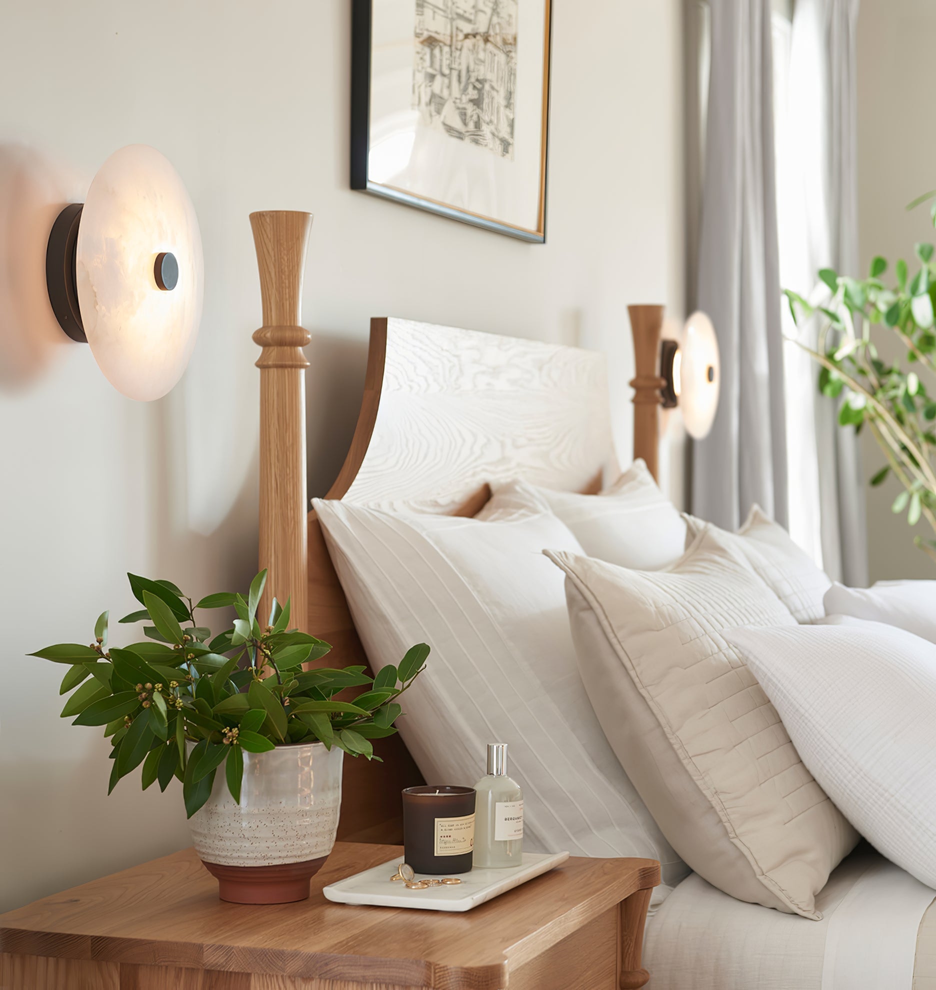 Clio Alabaster Flush Mount Light - Blowlighting