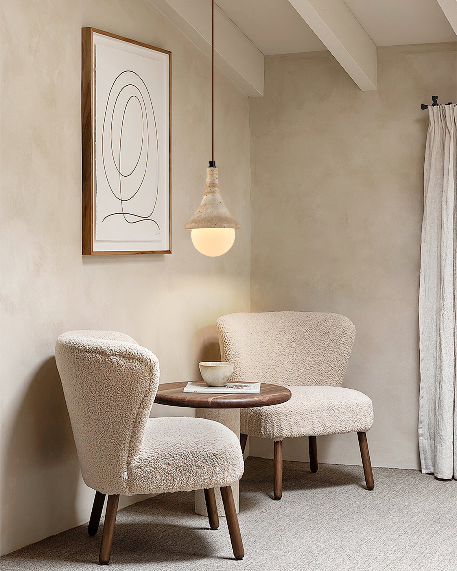 Annadel Wabi-Sabi Travertine Pendant Light