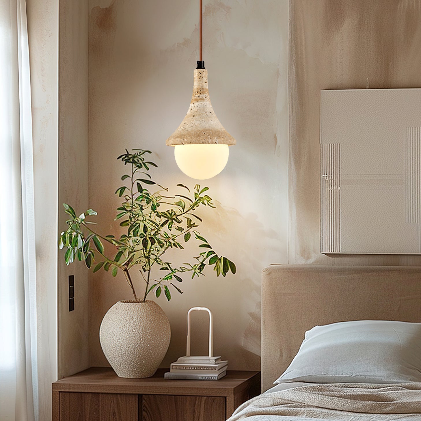Annadel Wabi-Sabi Travertine Pendant Light
