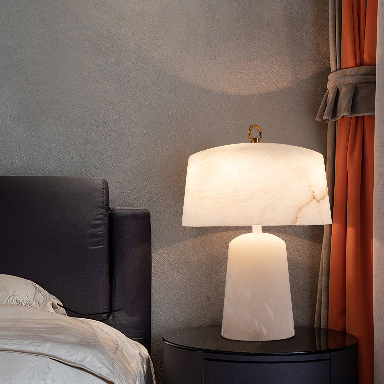 Eurvynyra Drum Alabaster Table Lamp - Blowlighting