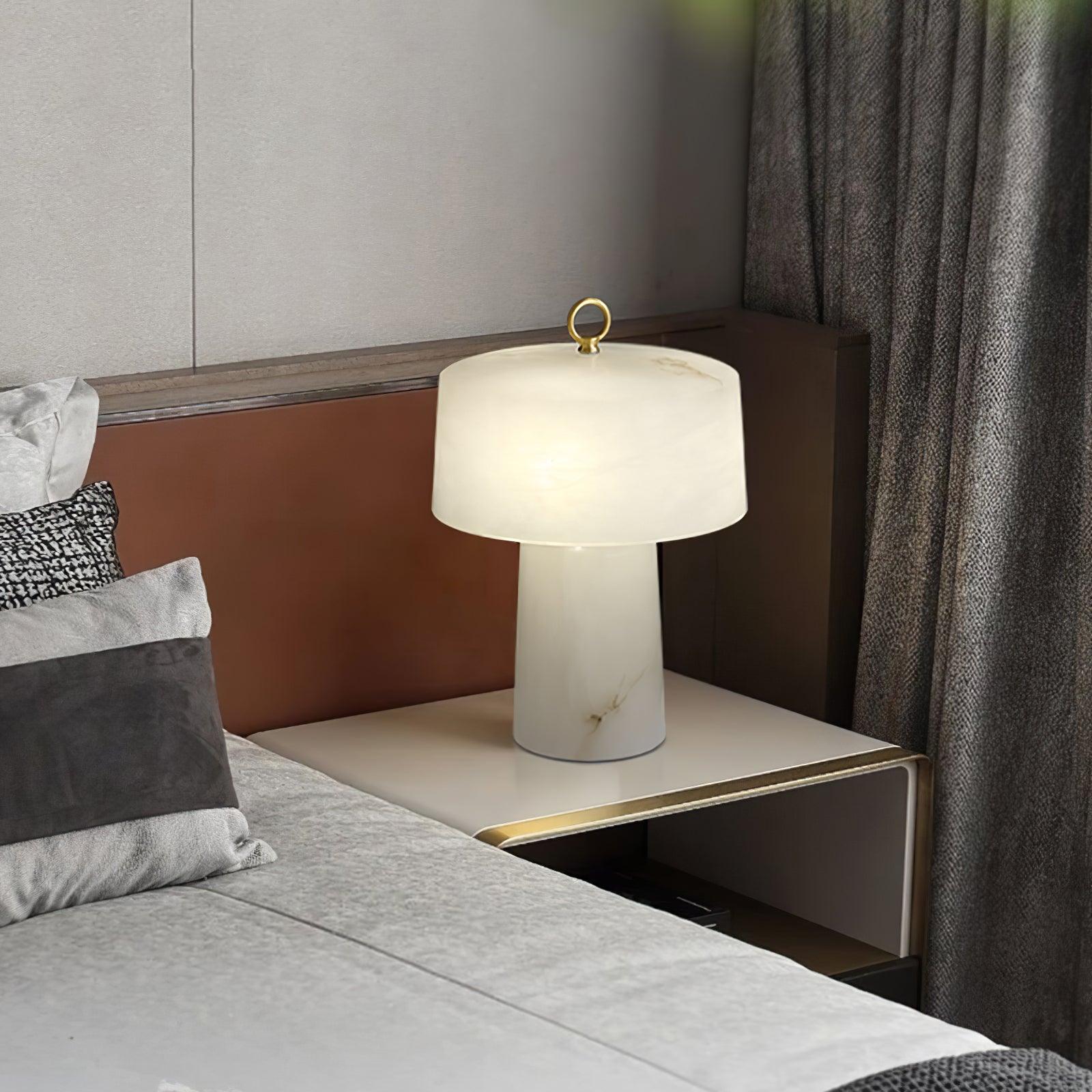 Eurvynyra Drum Alabaster Table Lamp - Blowlighting