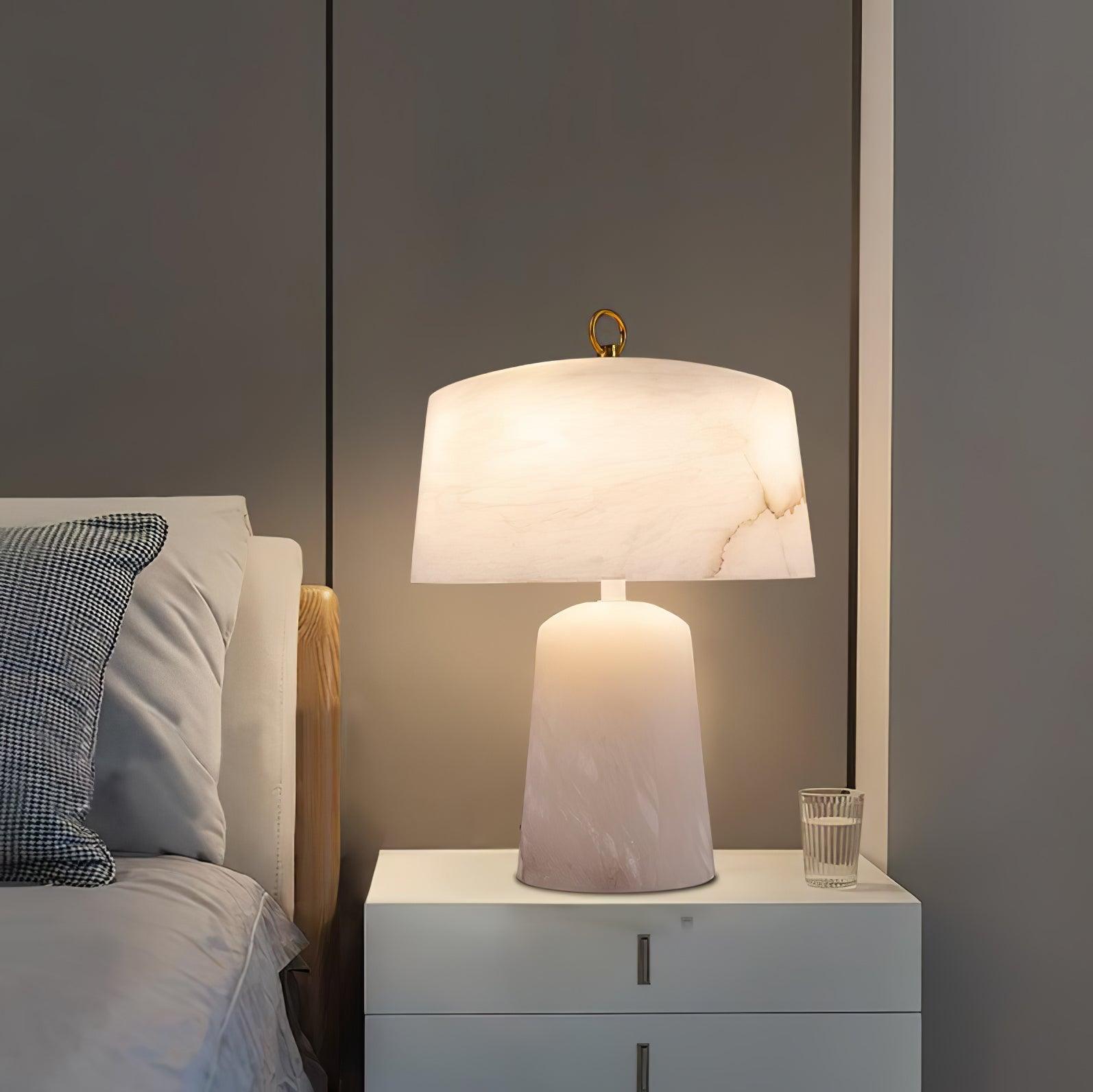 Eurvynyra Drum Alabaster Table Lamp - Blowlighting