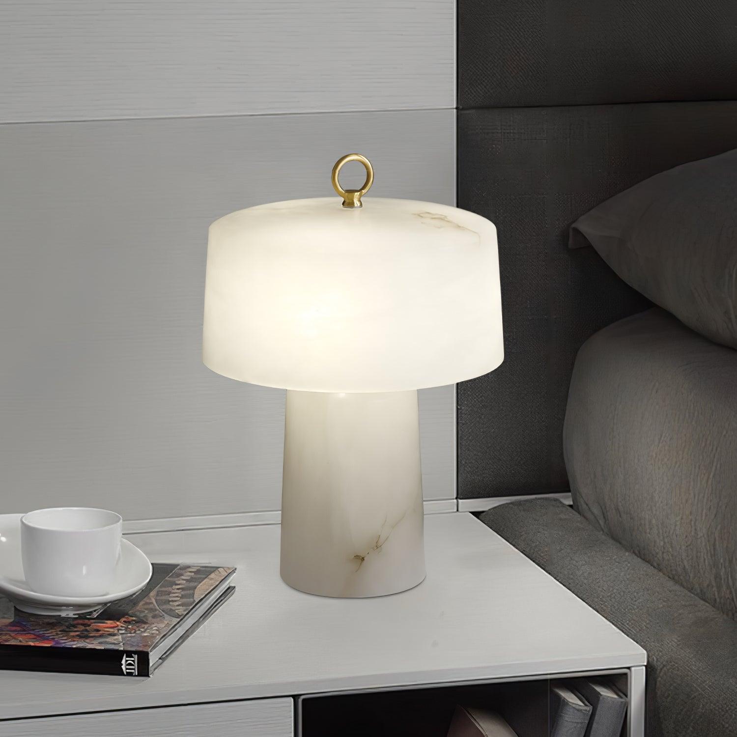 Eurvynyra Drum Alabaster Table Lamp - Blowlighting
