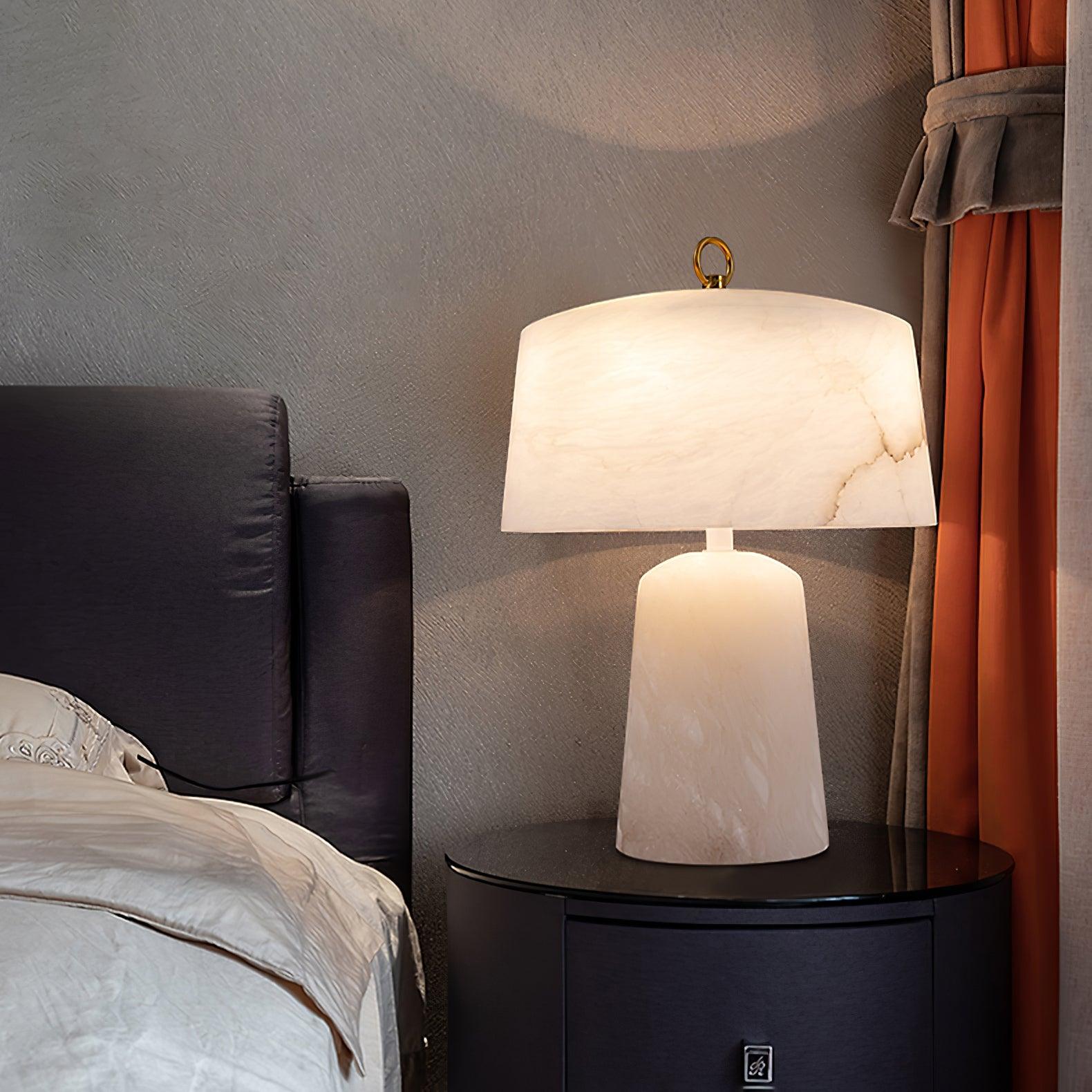 Eurvynyra Drum Alabaster Table Lamp - Blowlighting