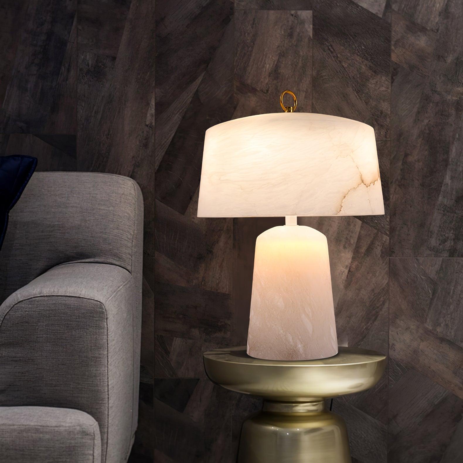 Eurvynyra Drum Alabaster Table Lamp - Blowlighting