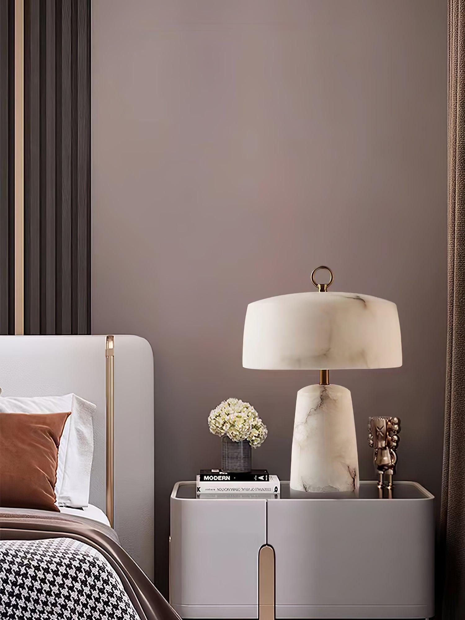 Eurvynyra Drum Alabaster Table Lamp - Blowlighting