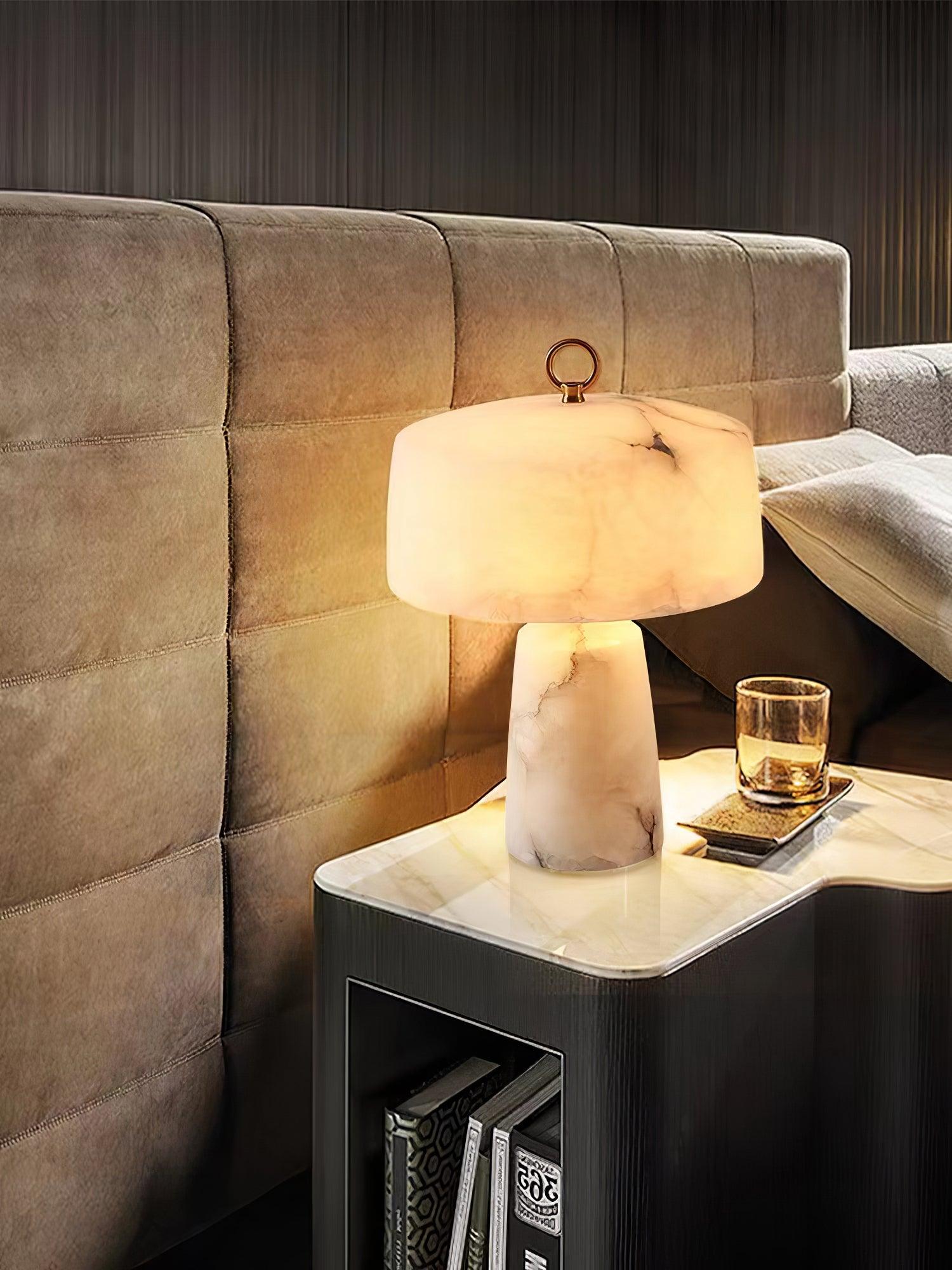 Eurvynyra Drum Alabaster Table Lamp - Blowlighting