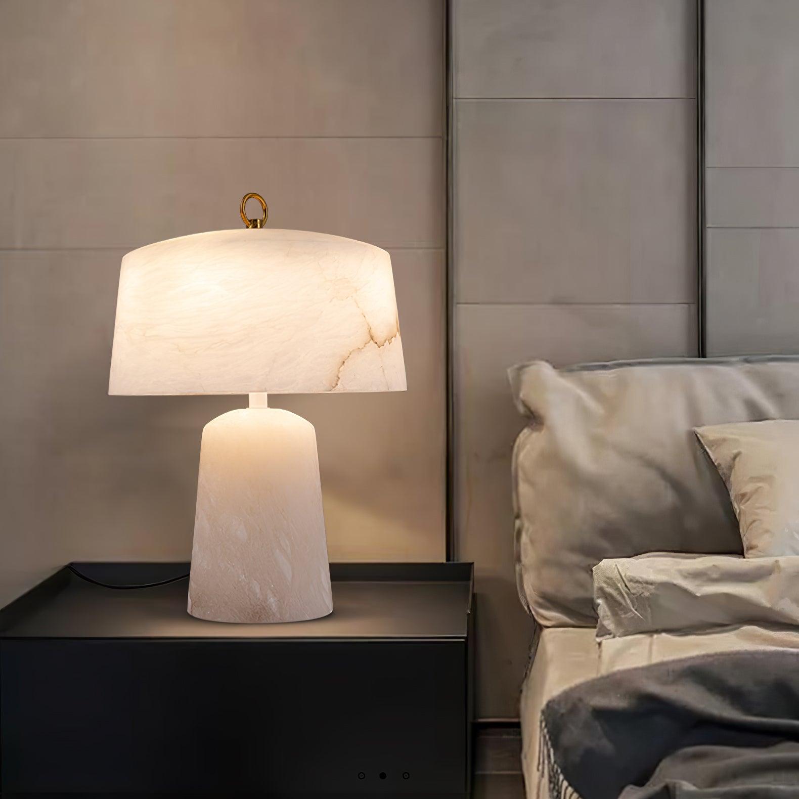 Eurvynyra Drum Alabaster Table Lamp - Blowlighting