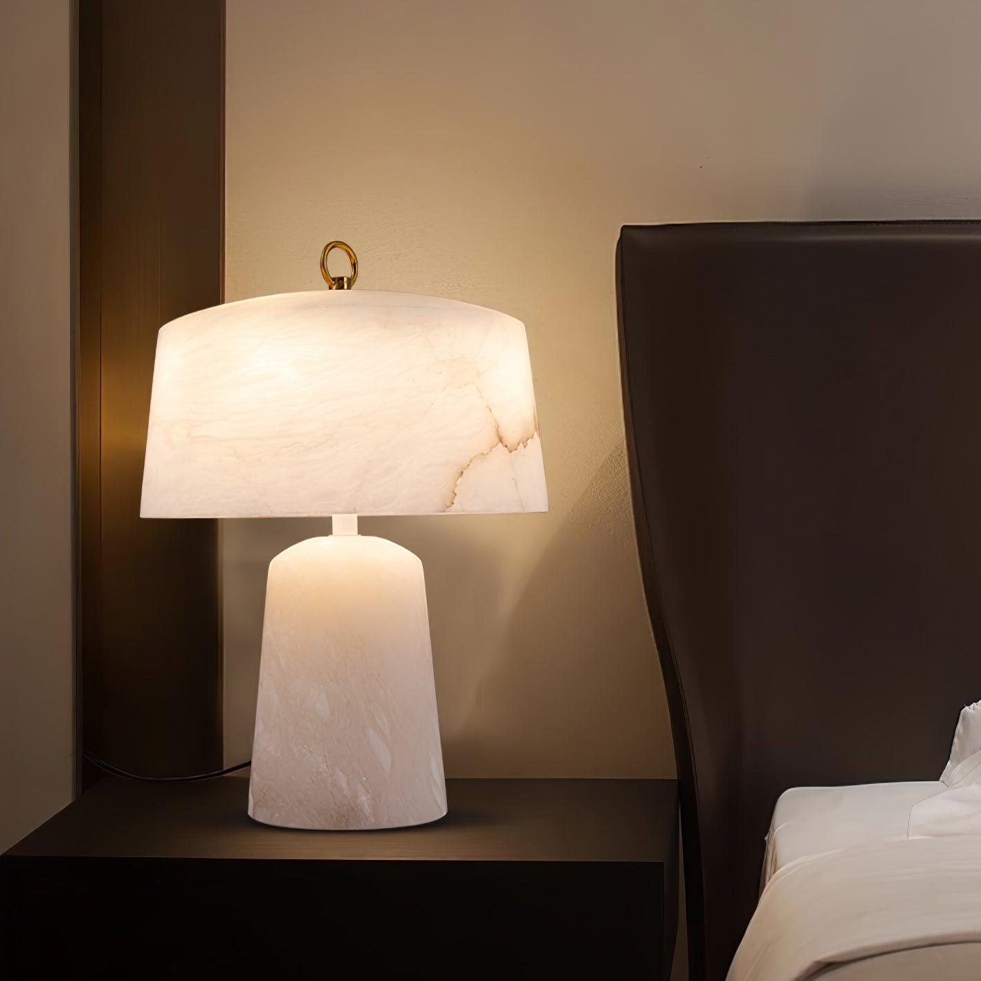 Eurvynyra Drum Alabaster Table Lamp - Blowlighting