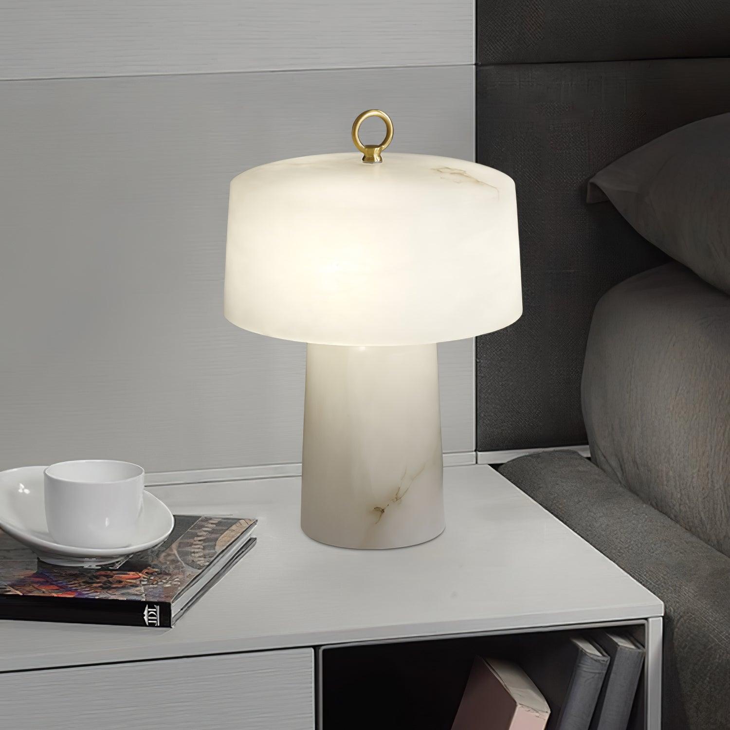 Eurvynyra Drum Alabaster Table Lamp - Blowlighting