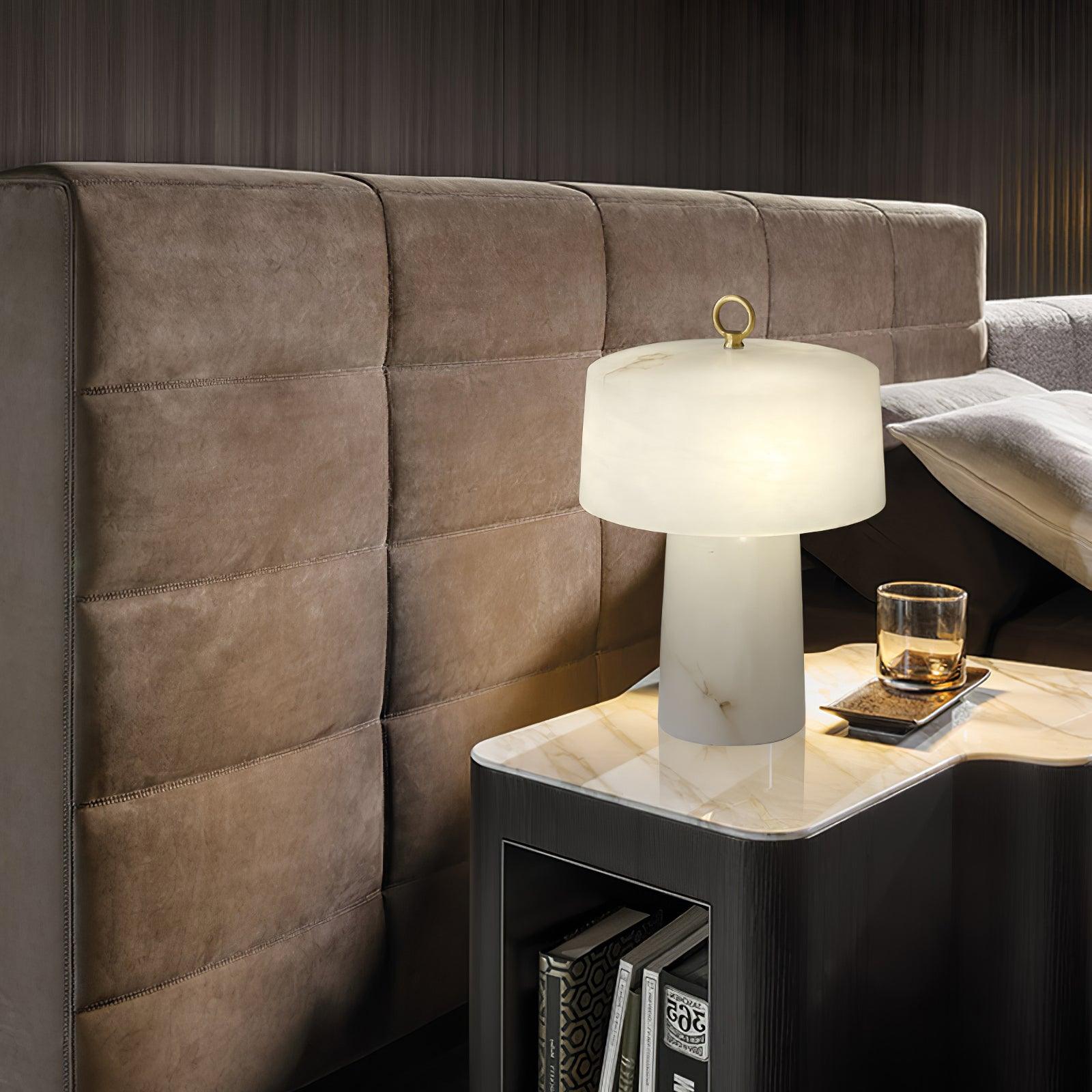 Eurvynyra Drum Alabaster Table Lamp - Blowlighting
