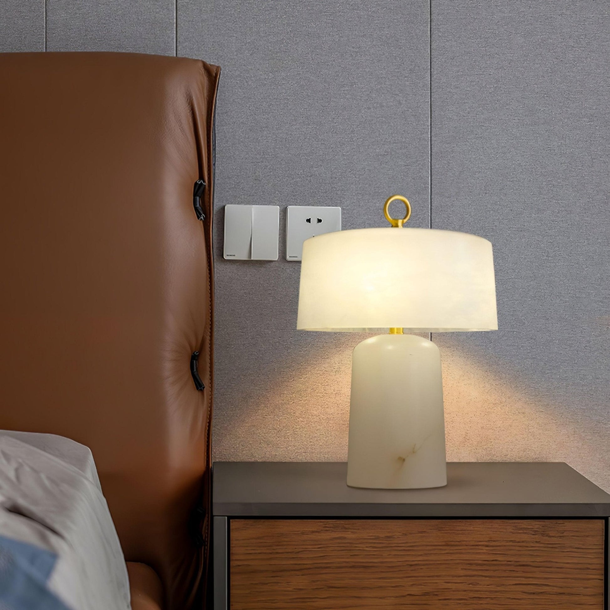 Eurvynyra Drum Alabaster Table Lamp - Blowlighting