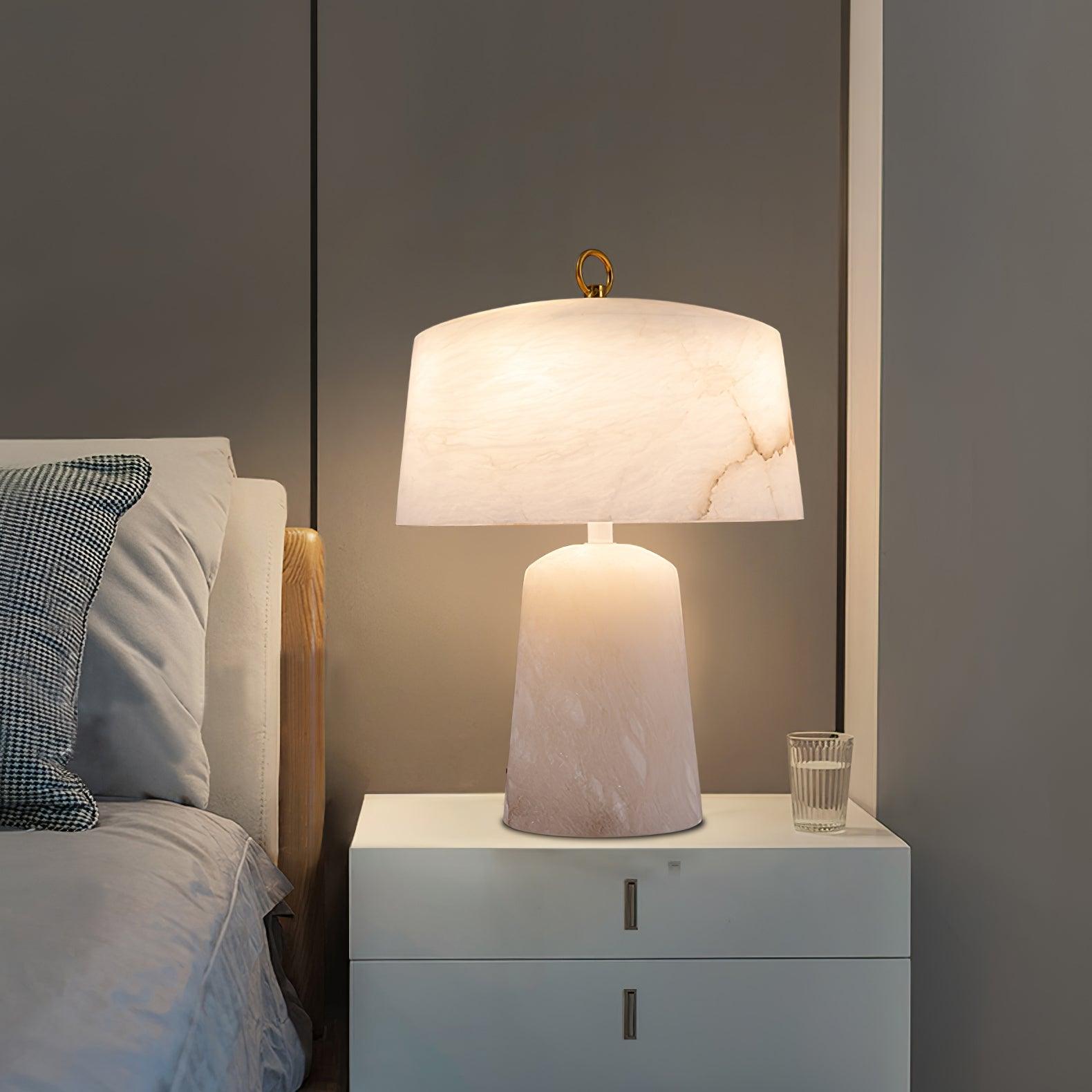 Eurvynyra Drum Alabaster Table Lamp - Blowlighting