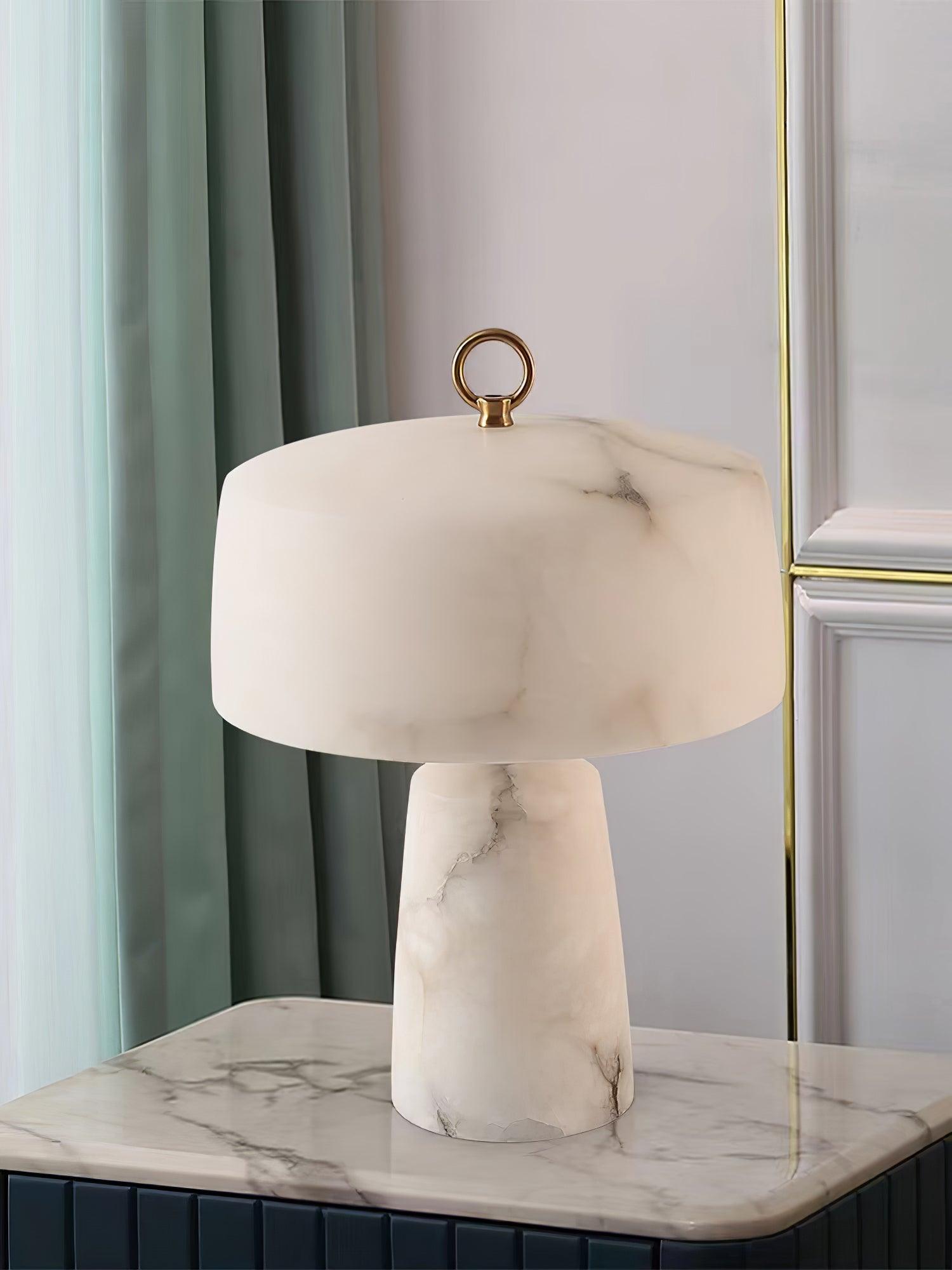 Eurvynyra Drum Alabaster Table Lamp - Blowlighting