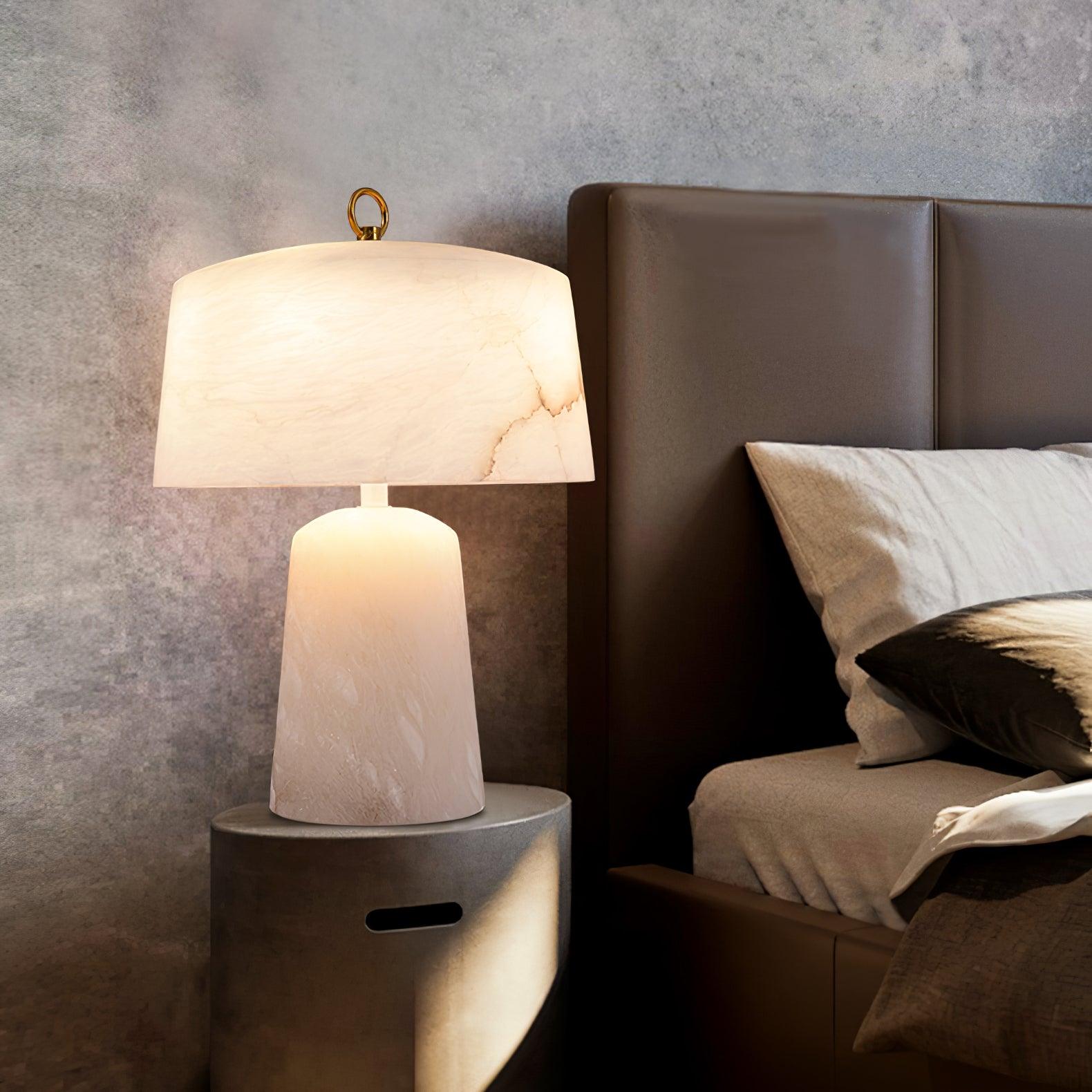 Eurvynyra Drum Alabaster Table Lamp - Blowlighting